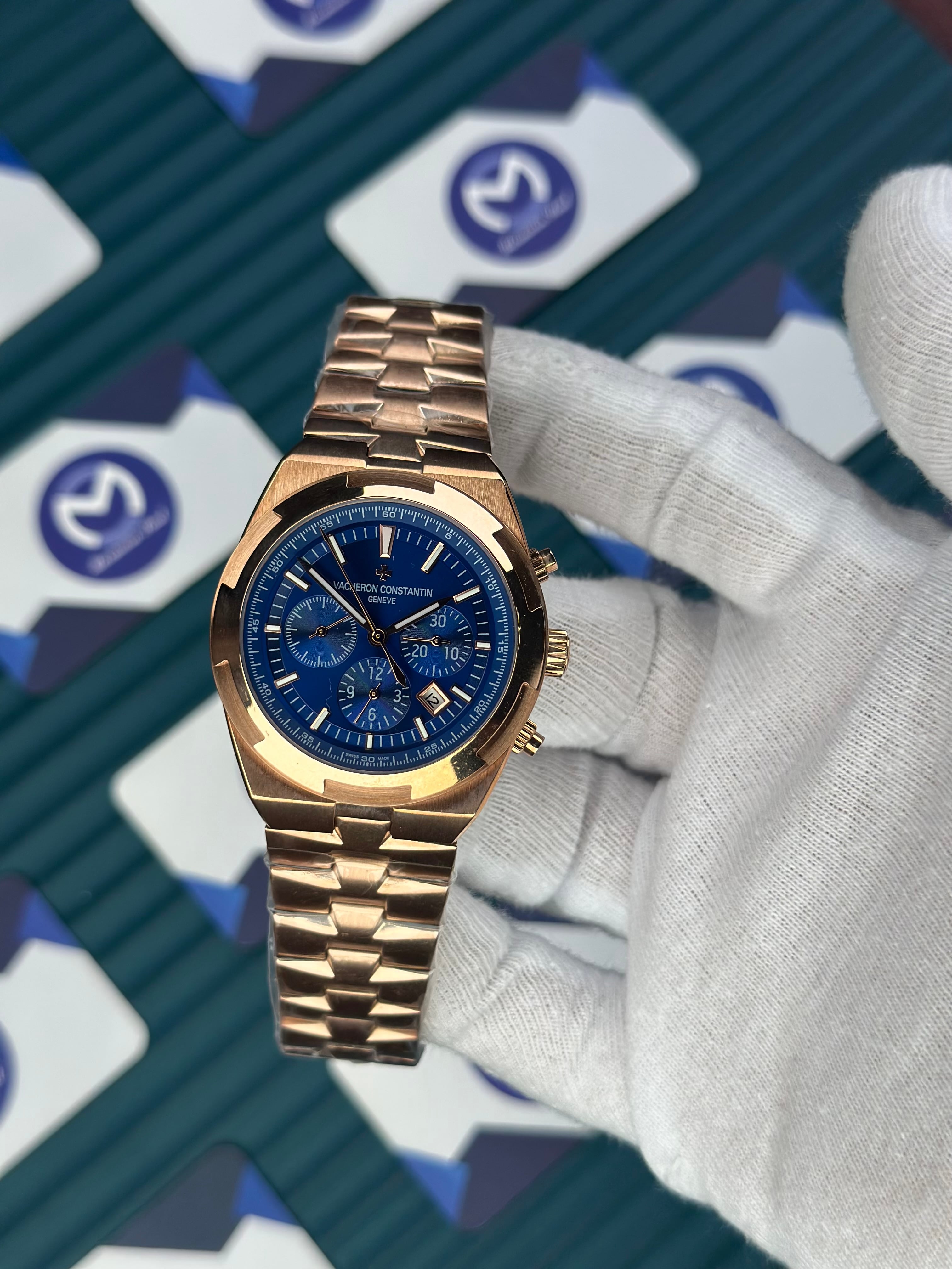 VACHERON CONSTANTIN NAVY BLUE OVERSEAS CHRONOGRAPH ROSE
