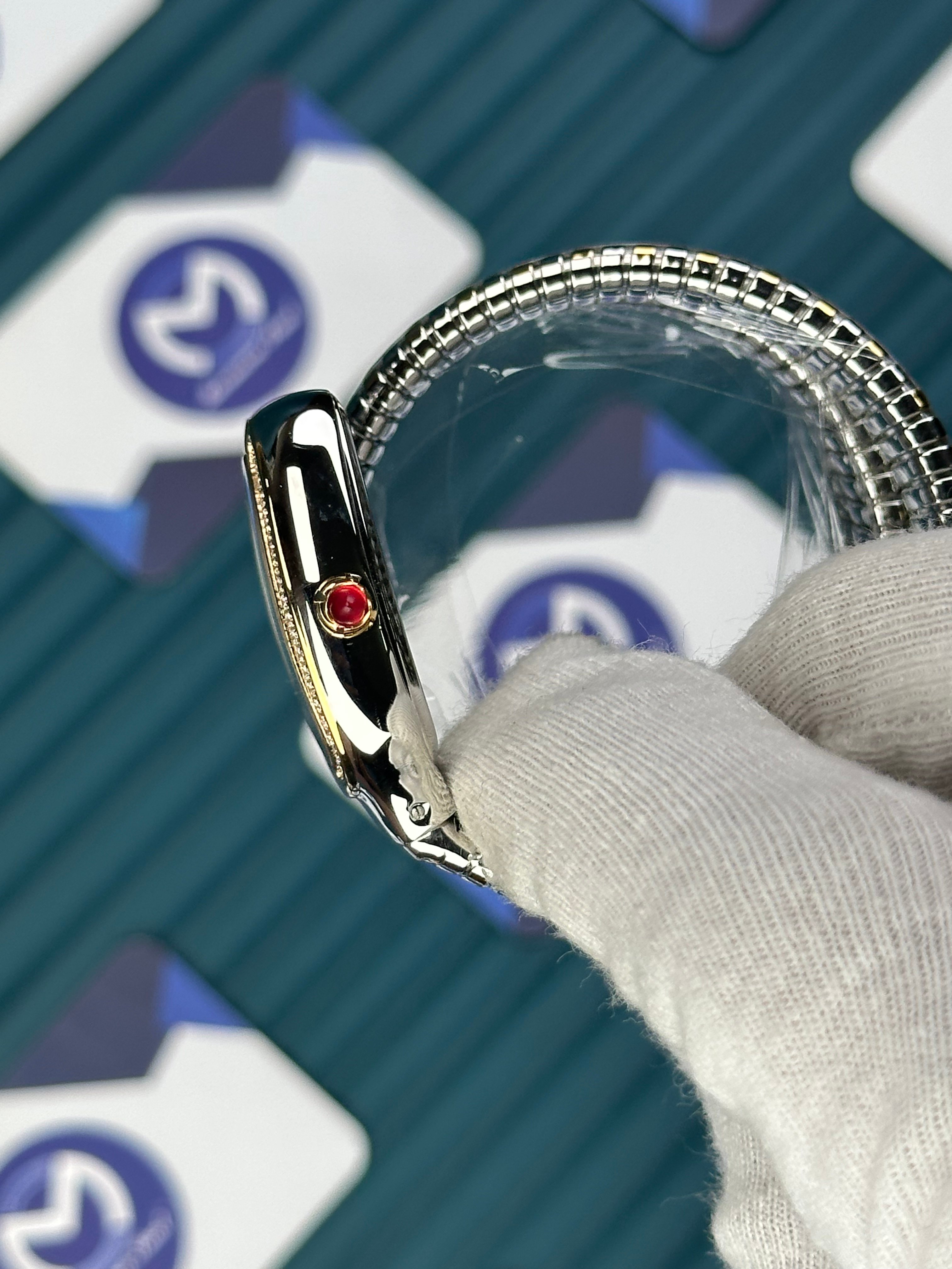 BVLGARI SERPENTI BLACK DIAL DIAMOND BEZEL GOLD-SILVER LONG TUBOGAS