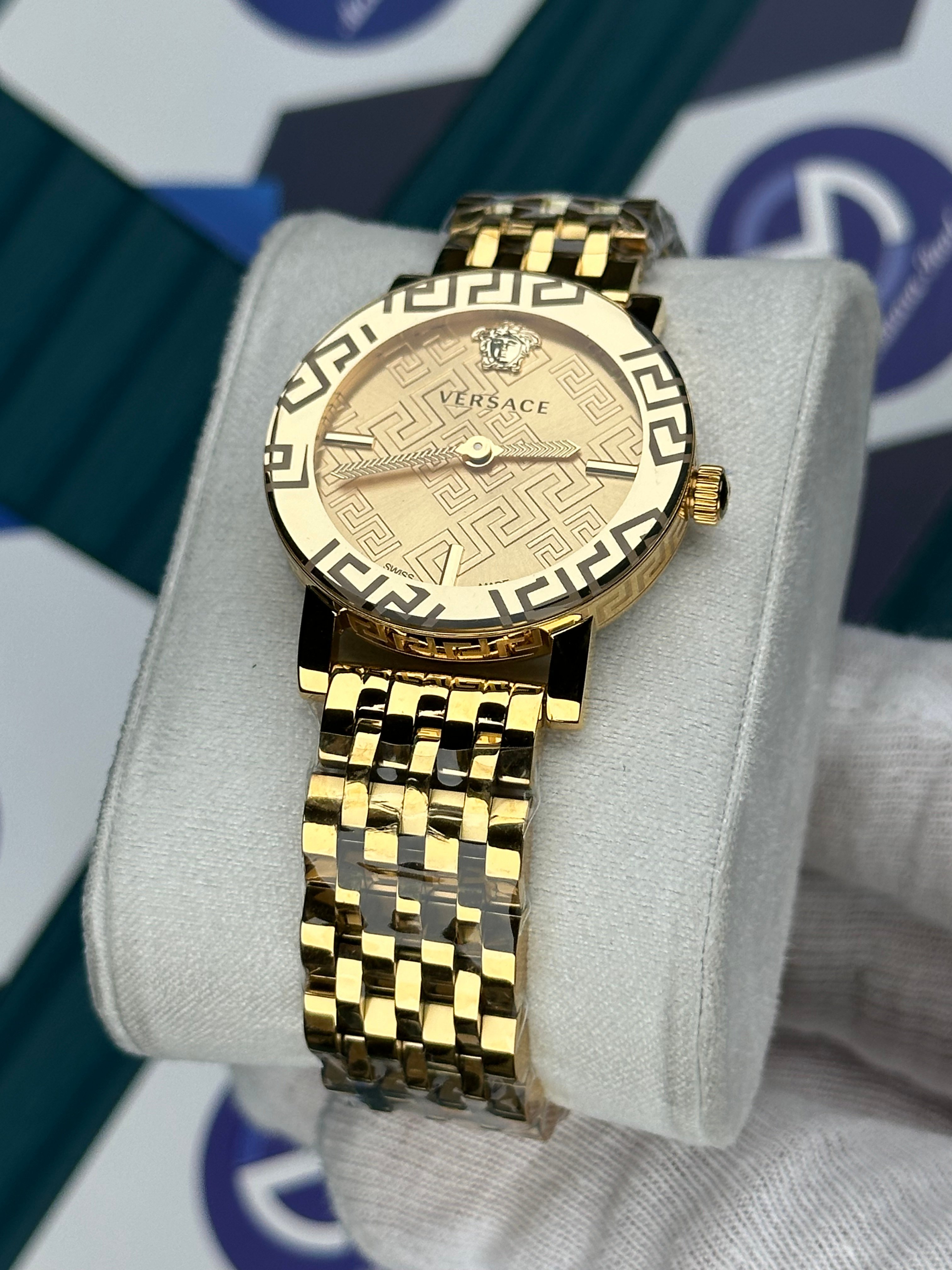 VERSACE DESENLİ AYNALI BEZEL DESENLİ GOLD