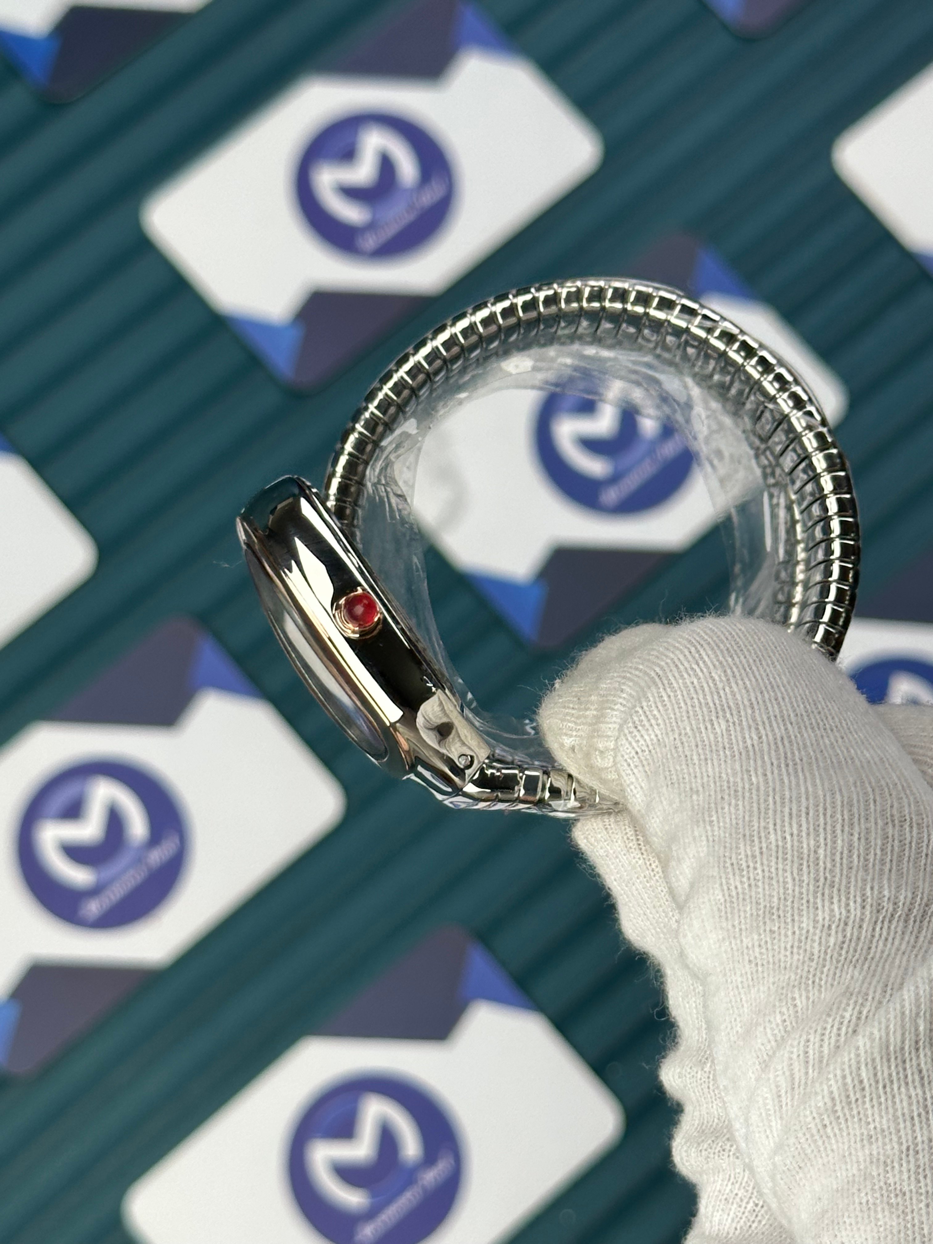 BVLGARI SERPENTI BLACK DIAL ROSE-SILVER LONG TUBOGAS