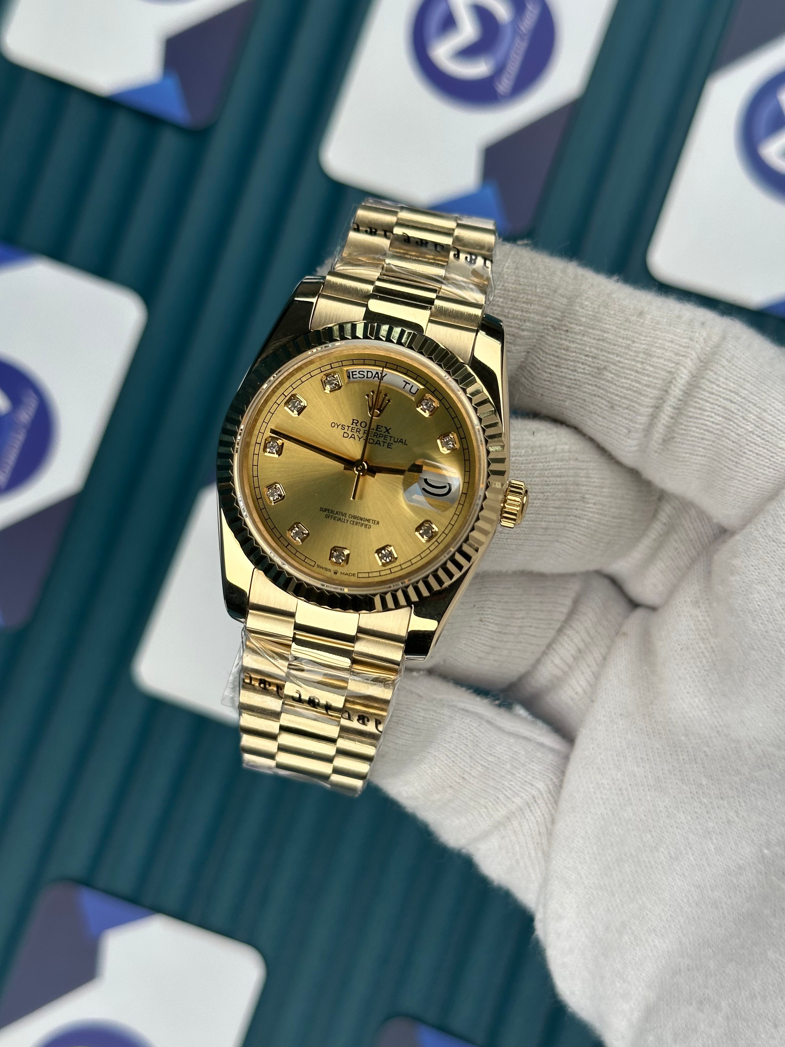 ROLEX 36 DIAMOND INDEX GOLD DIAL PRESIDENT