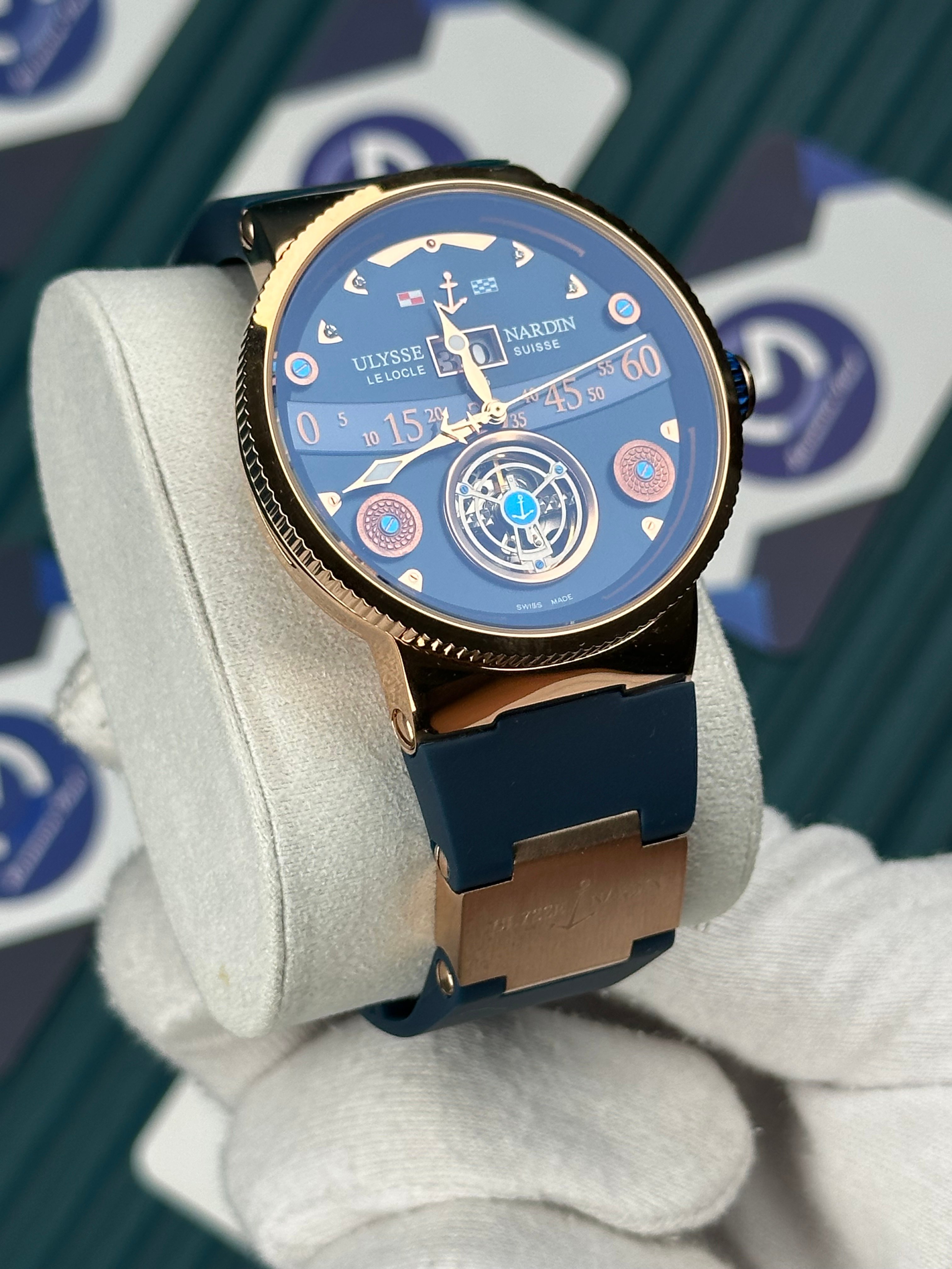 Ulysse Nardin Marine Chronograph Blue Tourbillon Rose Case