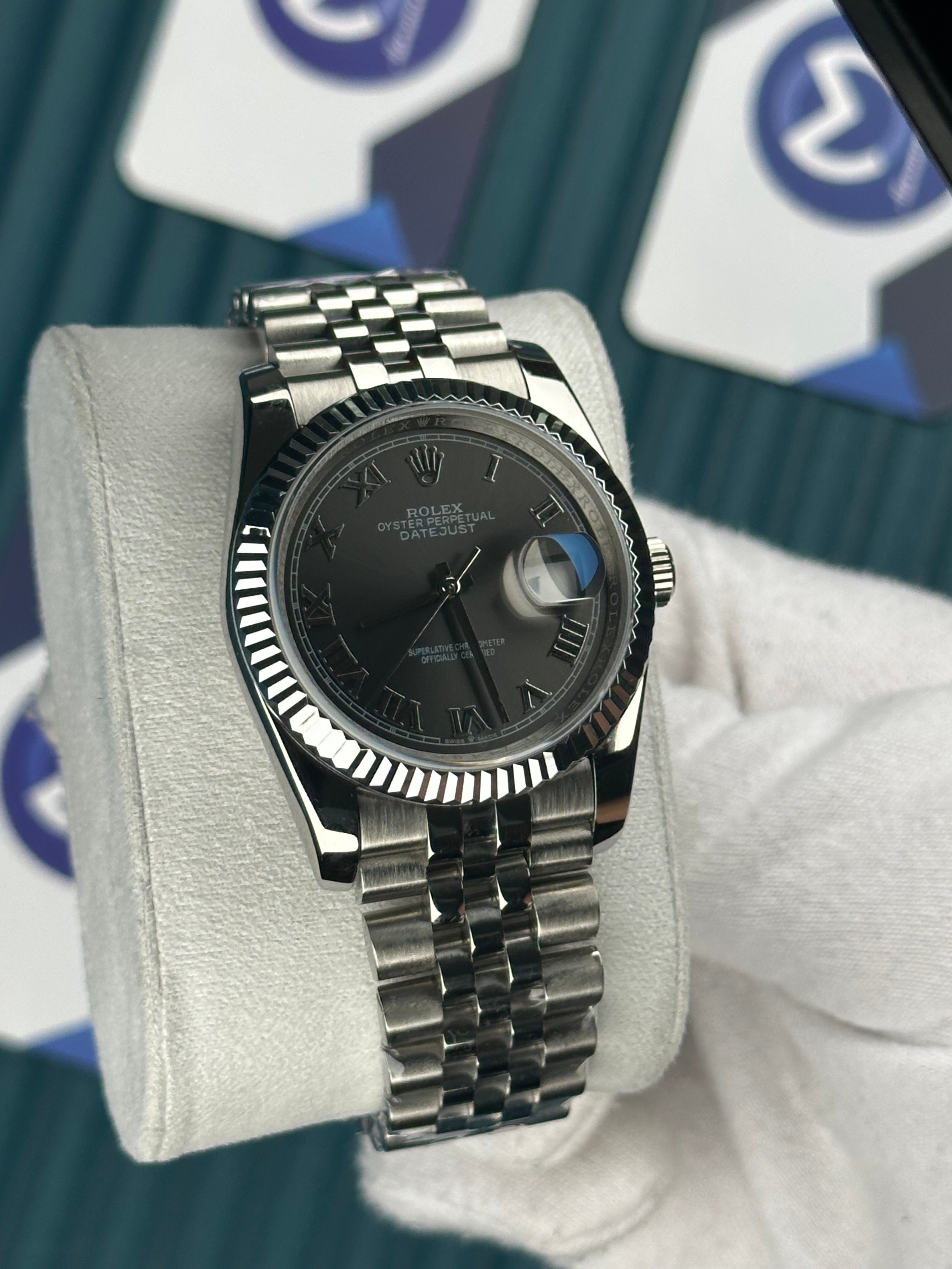 ROLEX 36 GREY DIAL SILVER JUBILEE