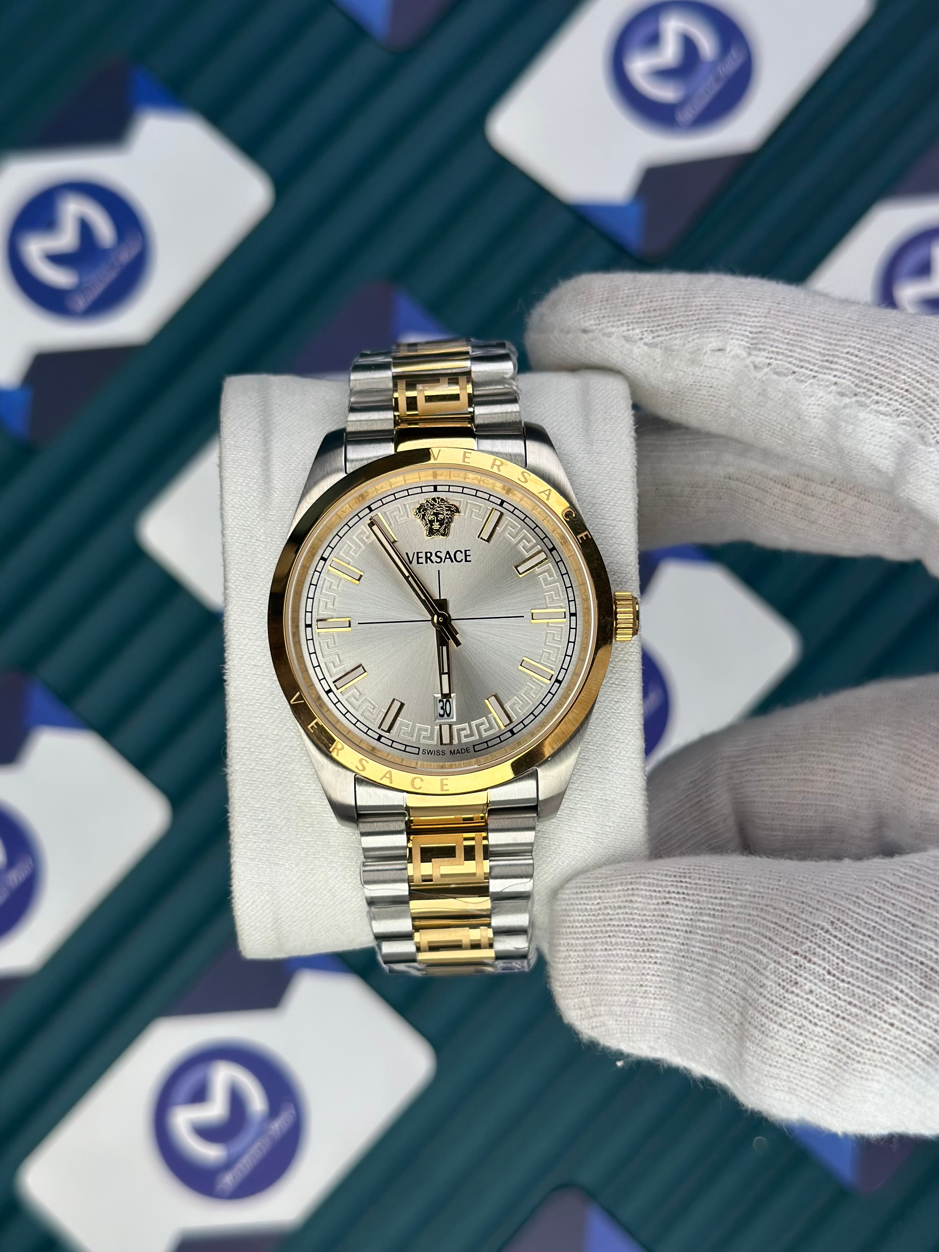 VERSACE NEW WHITE DIAL GOLD-SILVER PRESIDENT