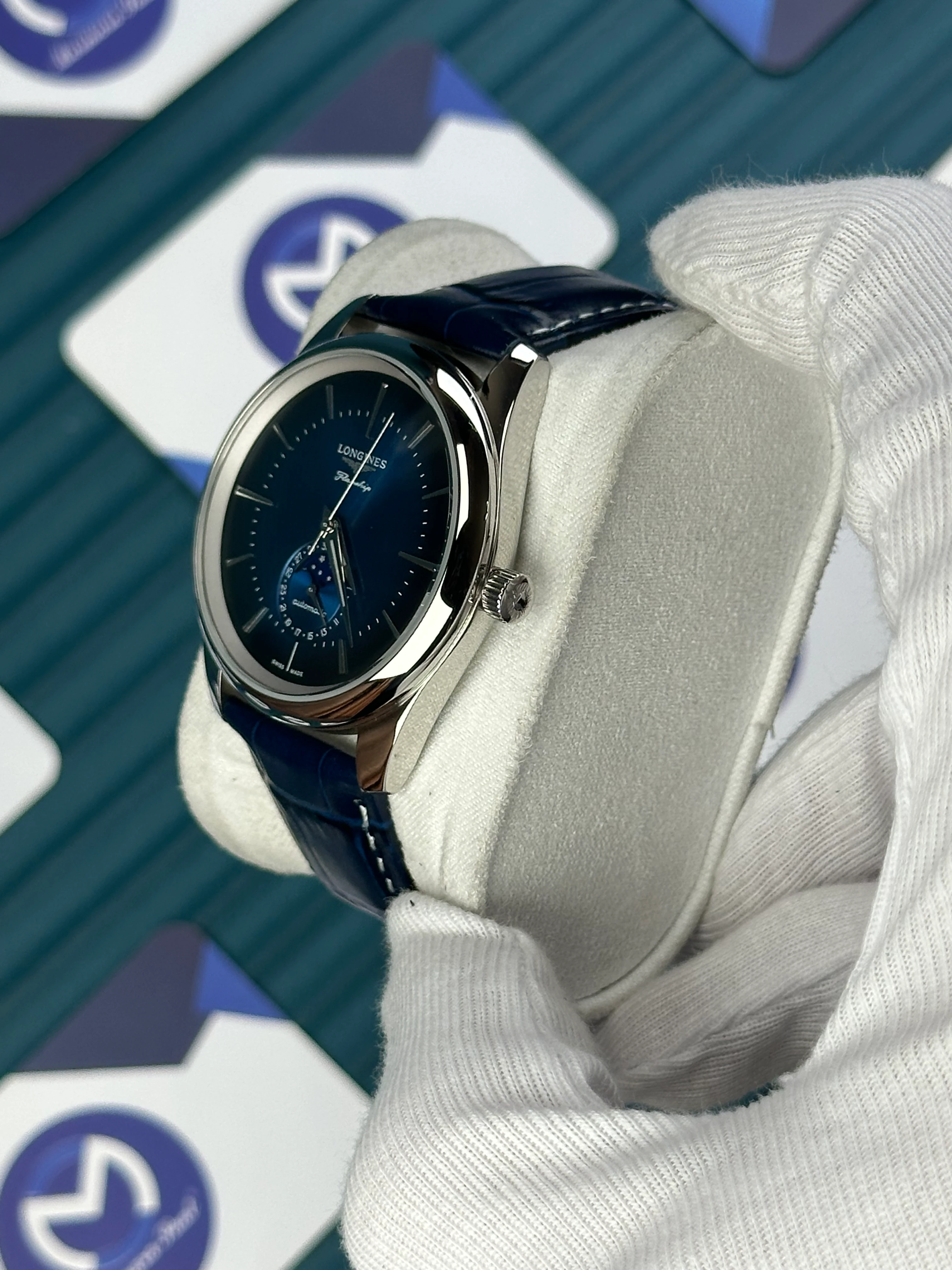 LONGINES CONQUEST FLAGSHIP HERITAGE MOONPHASE BLUE 