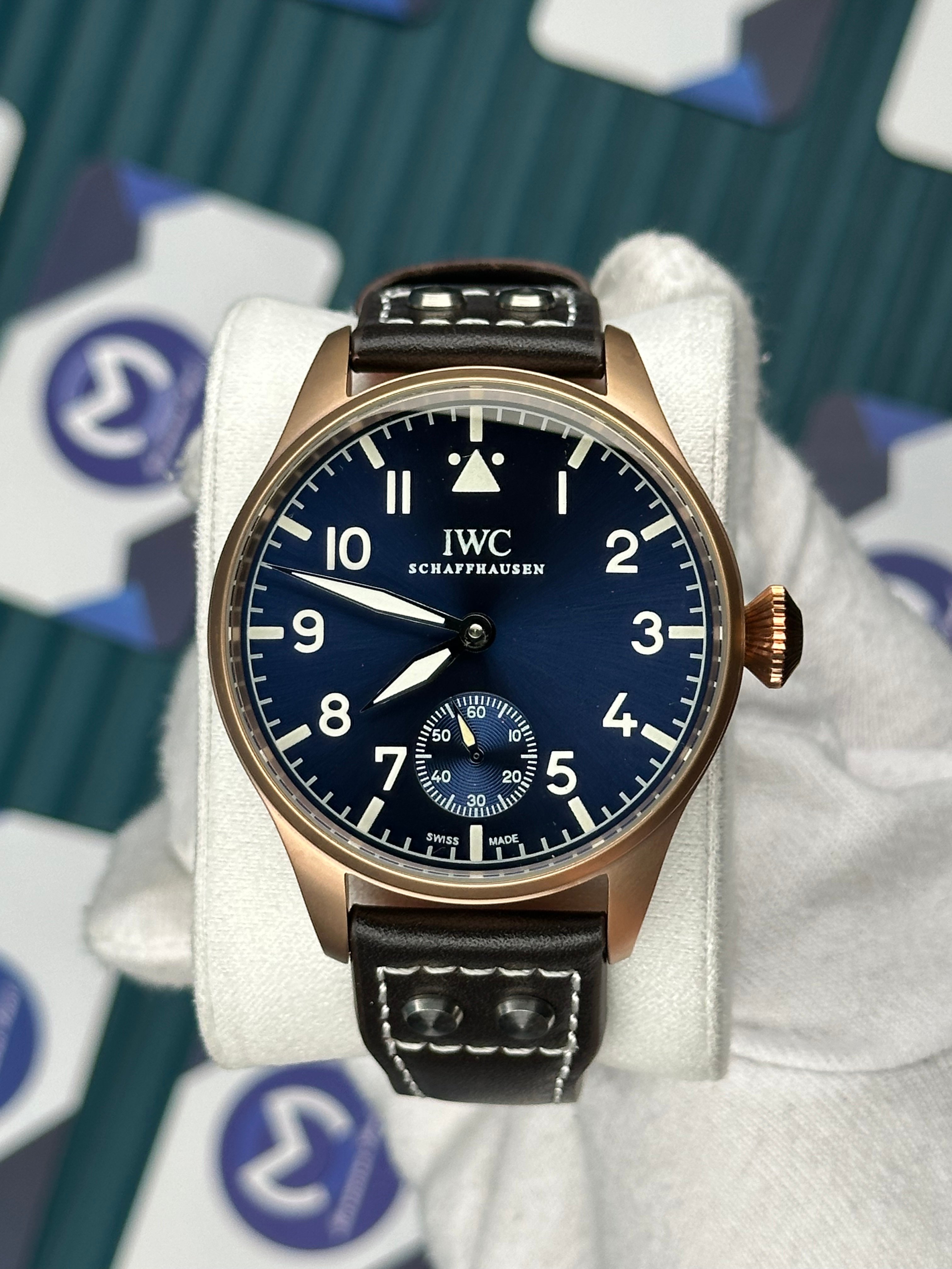 IWC Kahverengi Deri Kordon Saniye Fonksiyonlu Mavi Kadran