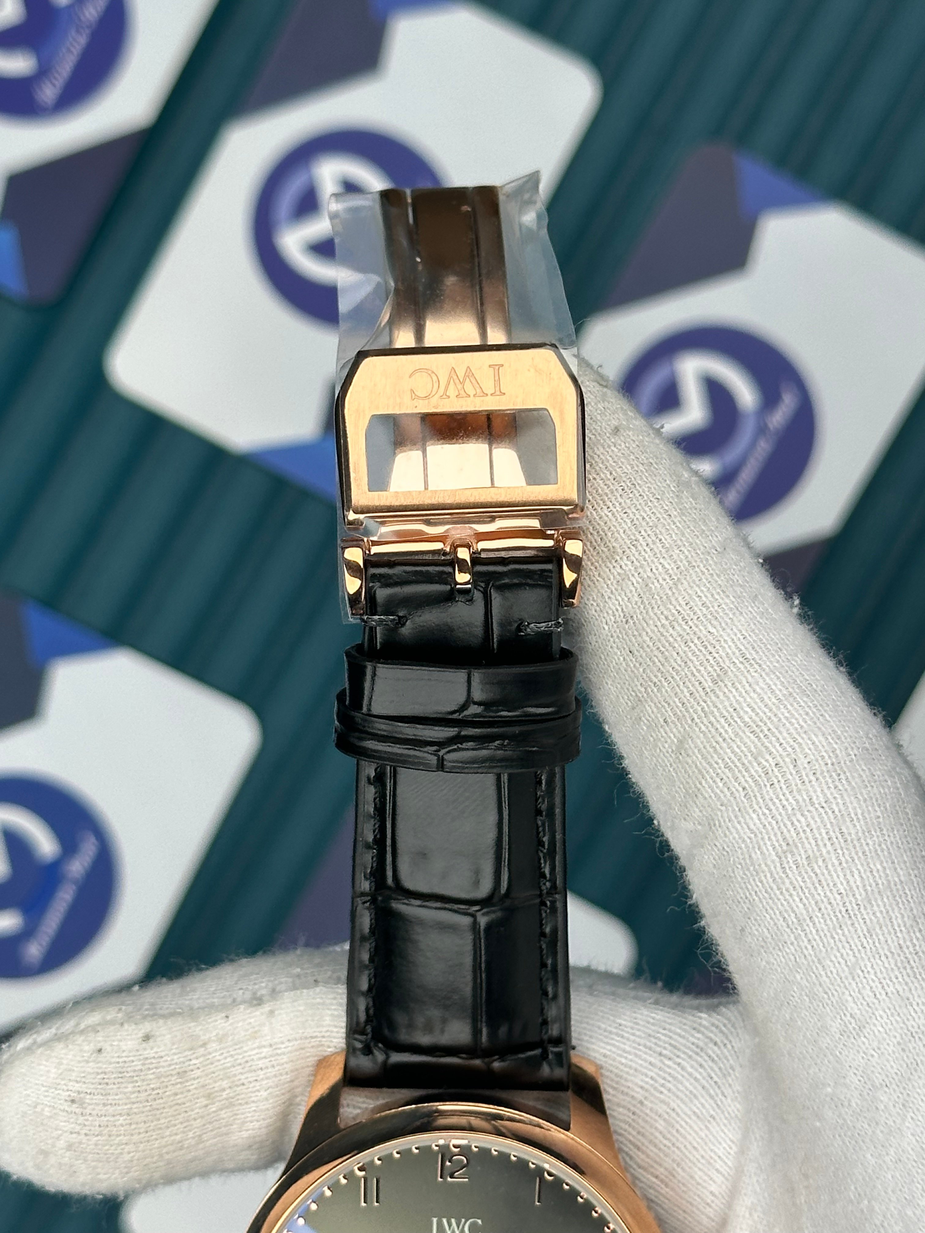 IWC Grey Dial Tourbillon Black Leather Cord