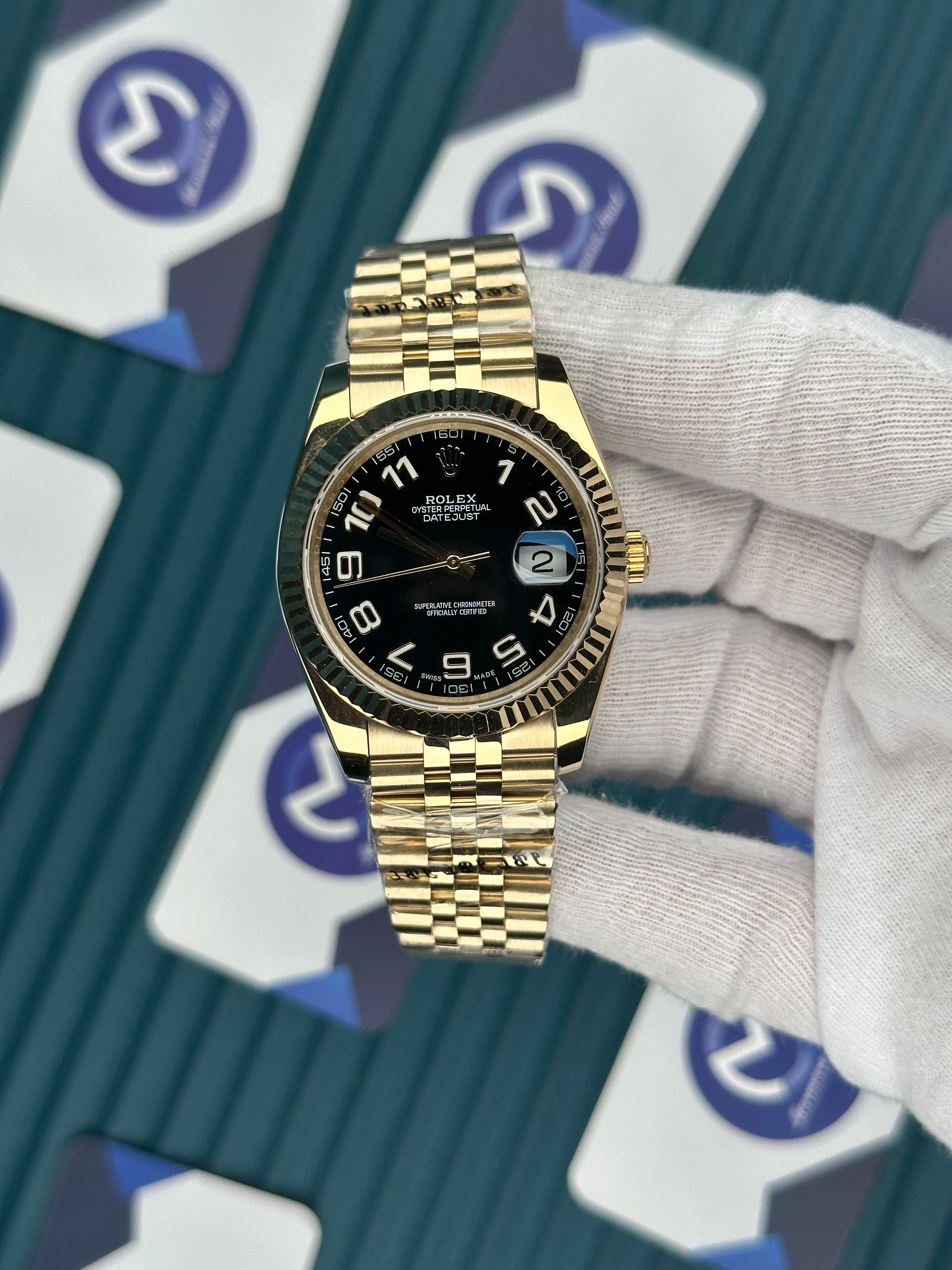 ROLEX DATEJUST BLACK DIAL GOLD JUBILE