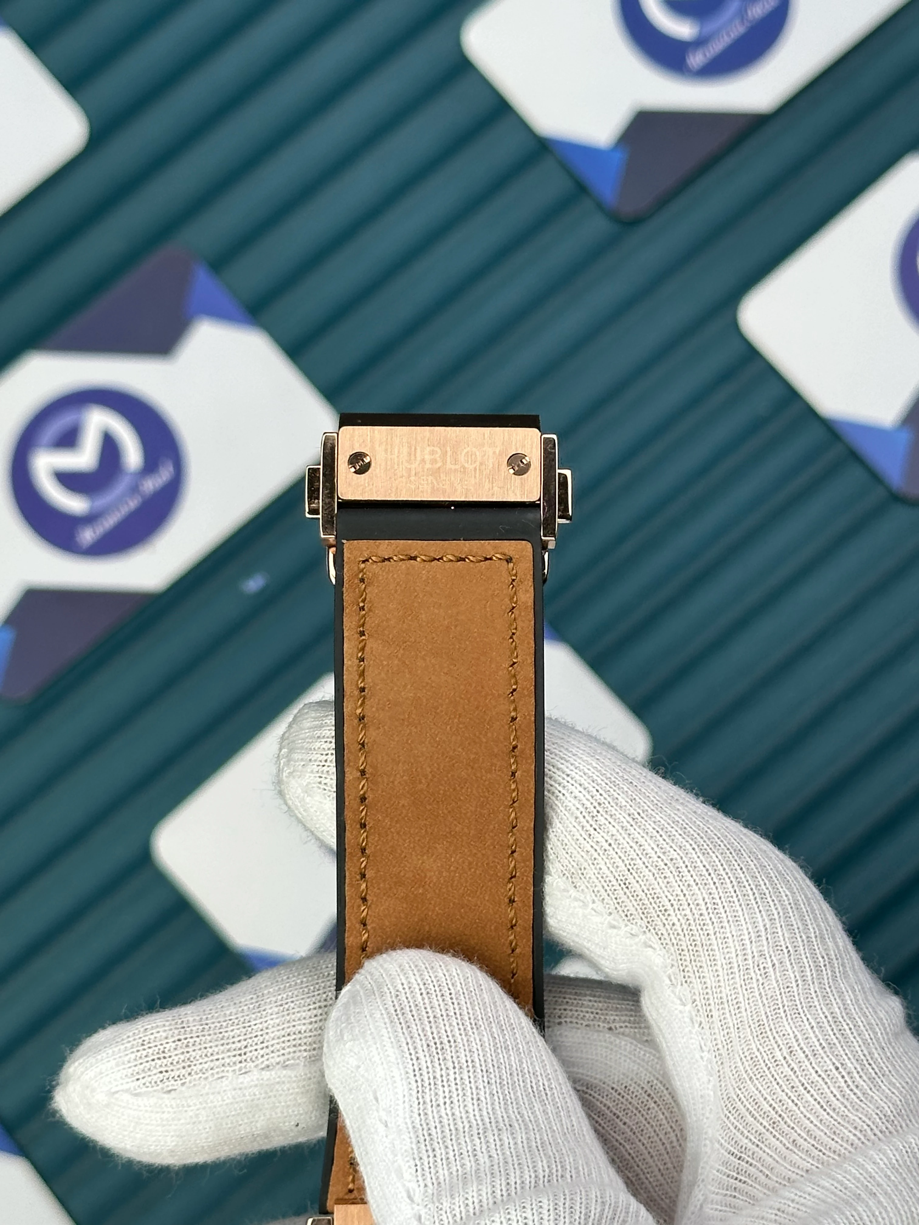 HUBLOT GENEVE AUTOMATIC VENDOME WHITE DIAL ROSE CASE BROWNT LEATHER CORD