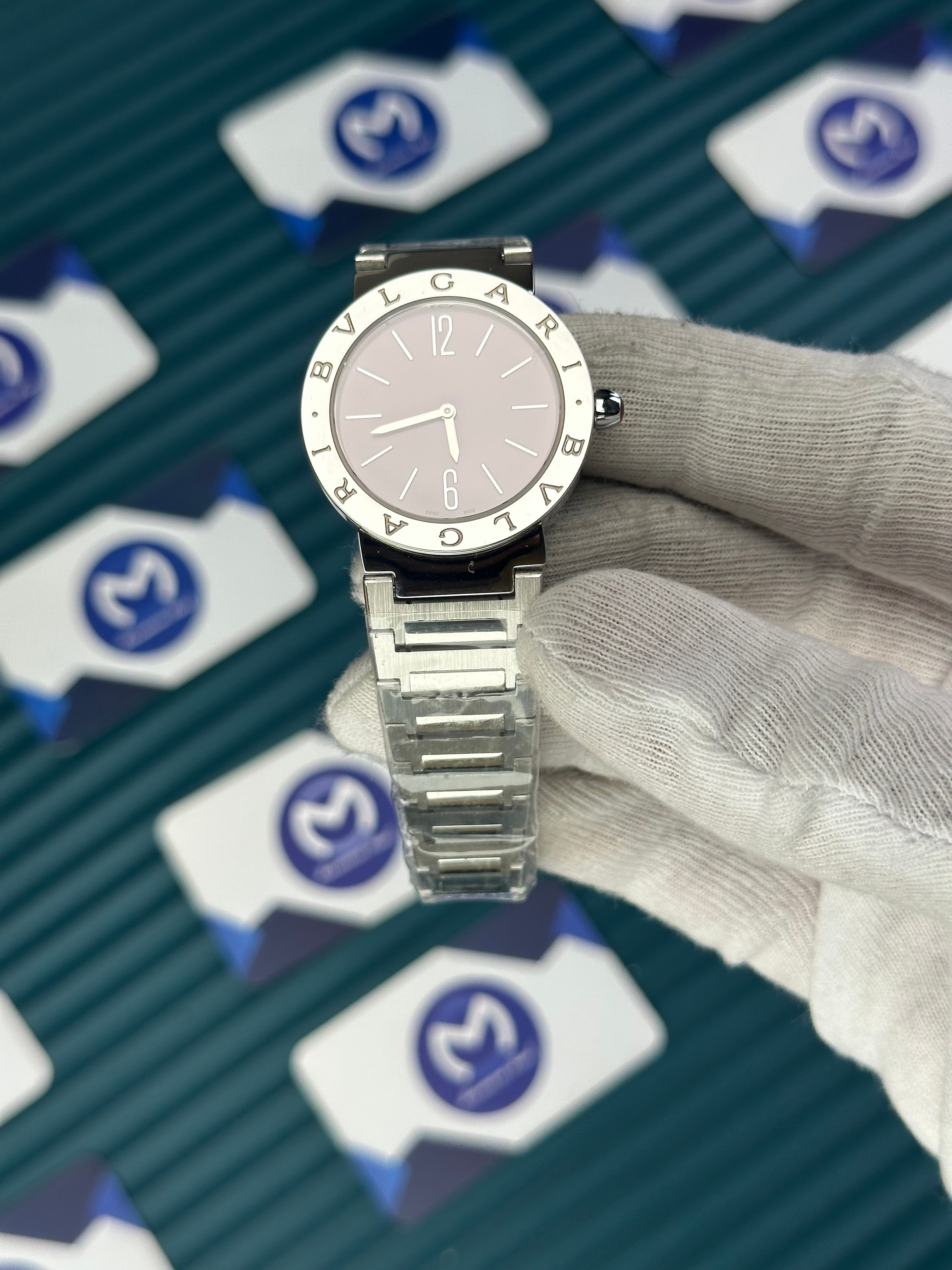 BVLGARI PINK DIAL SILVER BEZEL SILVER INDEX SILVER CORD