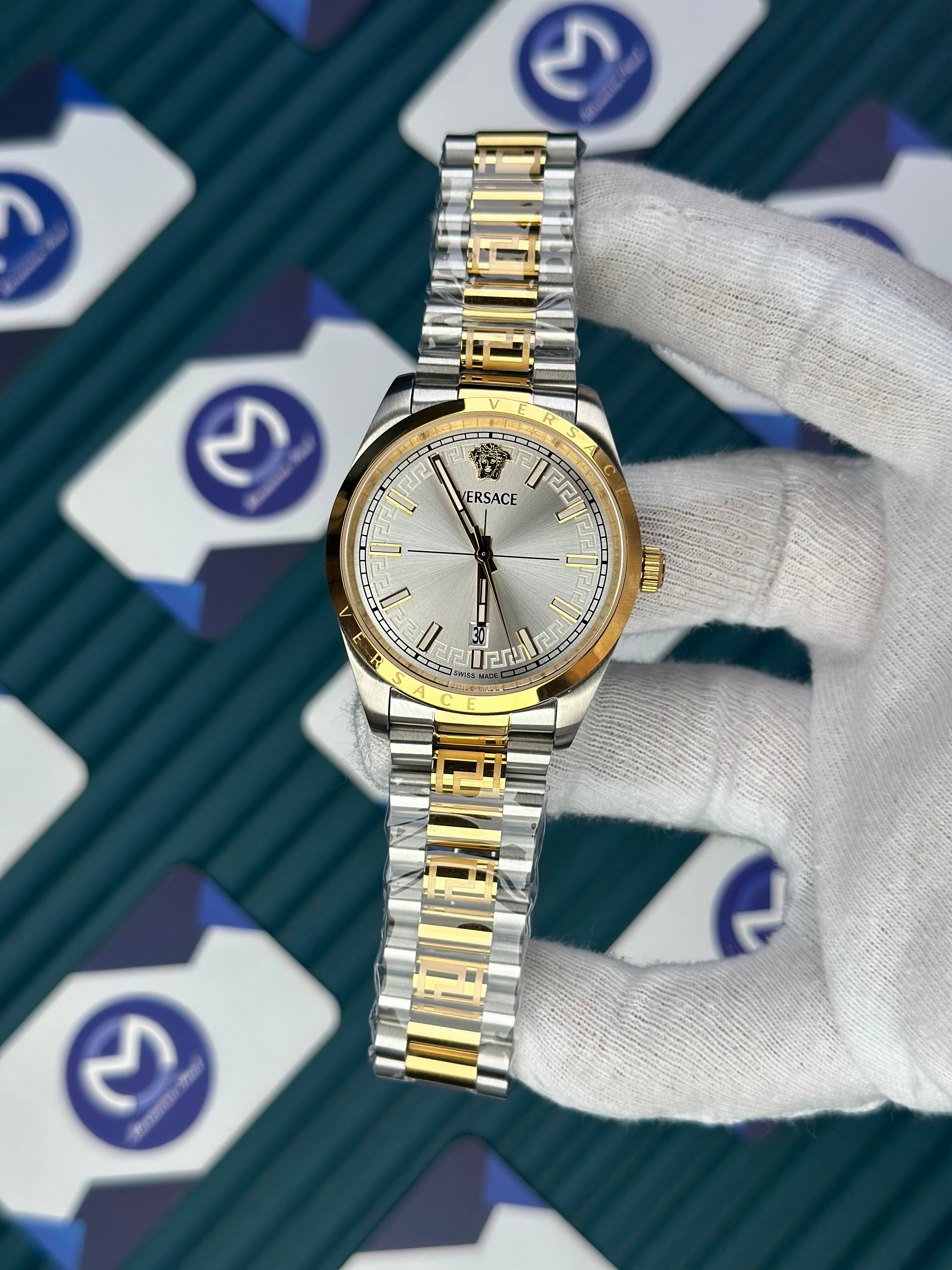 VERSACE NEW WHITE DIAL GOLD-SILVER PRESIDENT