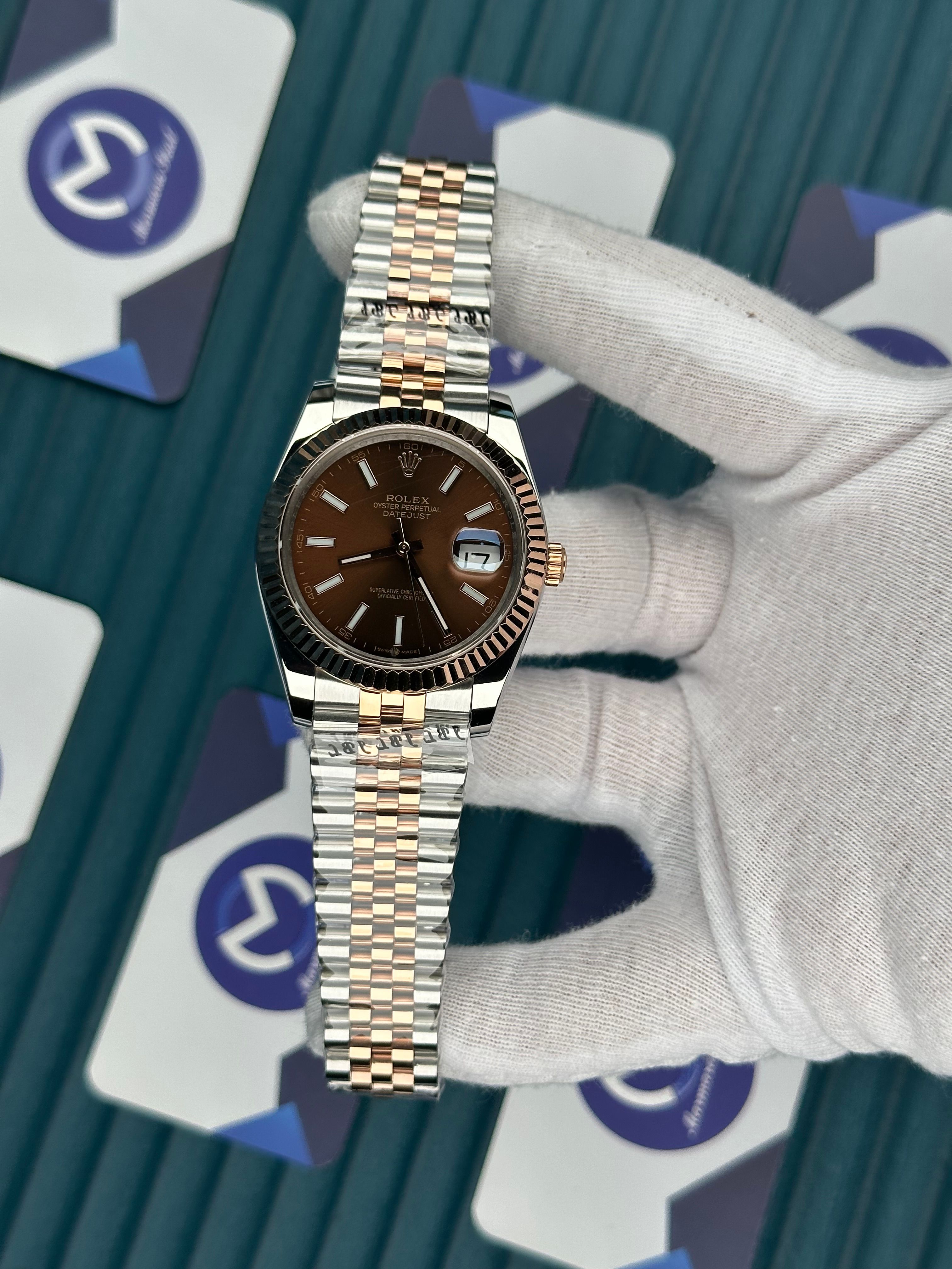 ROLEX DATEJUST CHOCOLATE ROSE-SILVER JUBILE