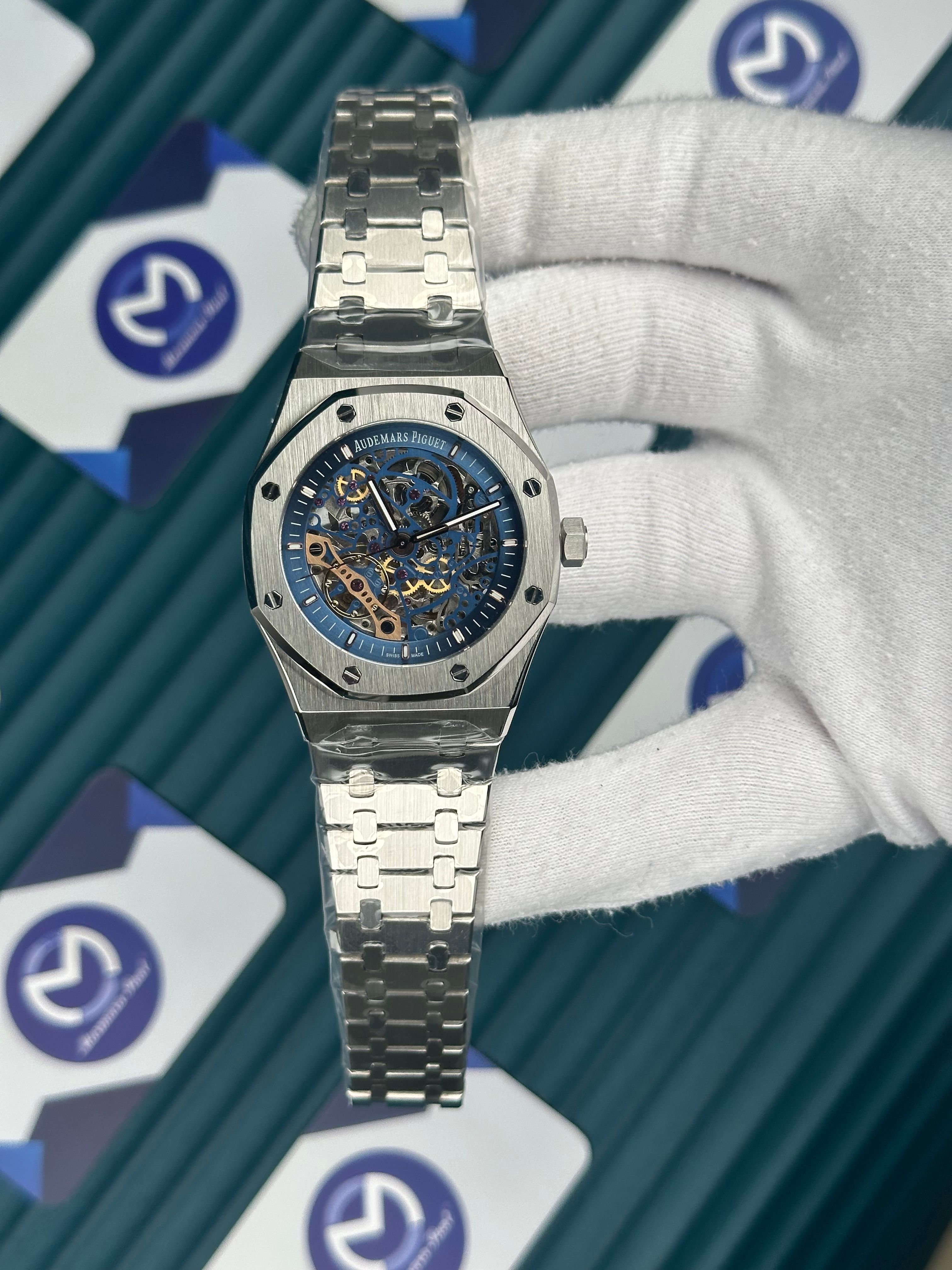 Audemars Piguet Royal Oak Gümüş Kordon Mavi İskelet Kadran