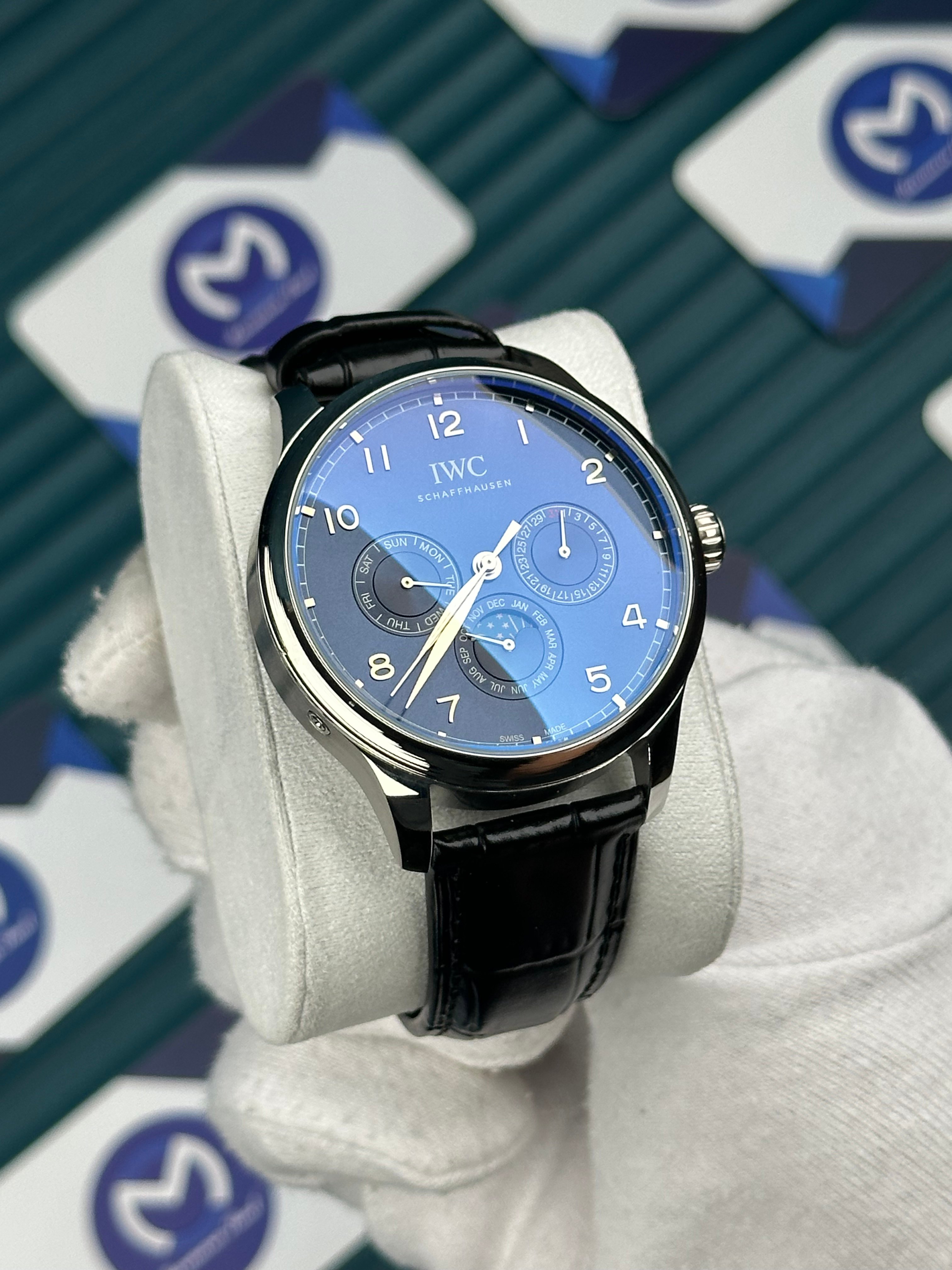 IWC PORTUGUIESER PERPETUAL CALENDAR BLUE SILVER