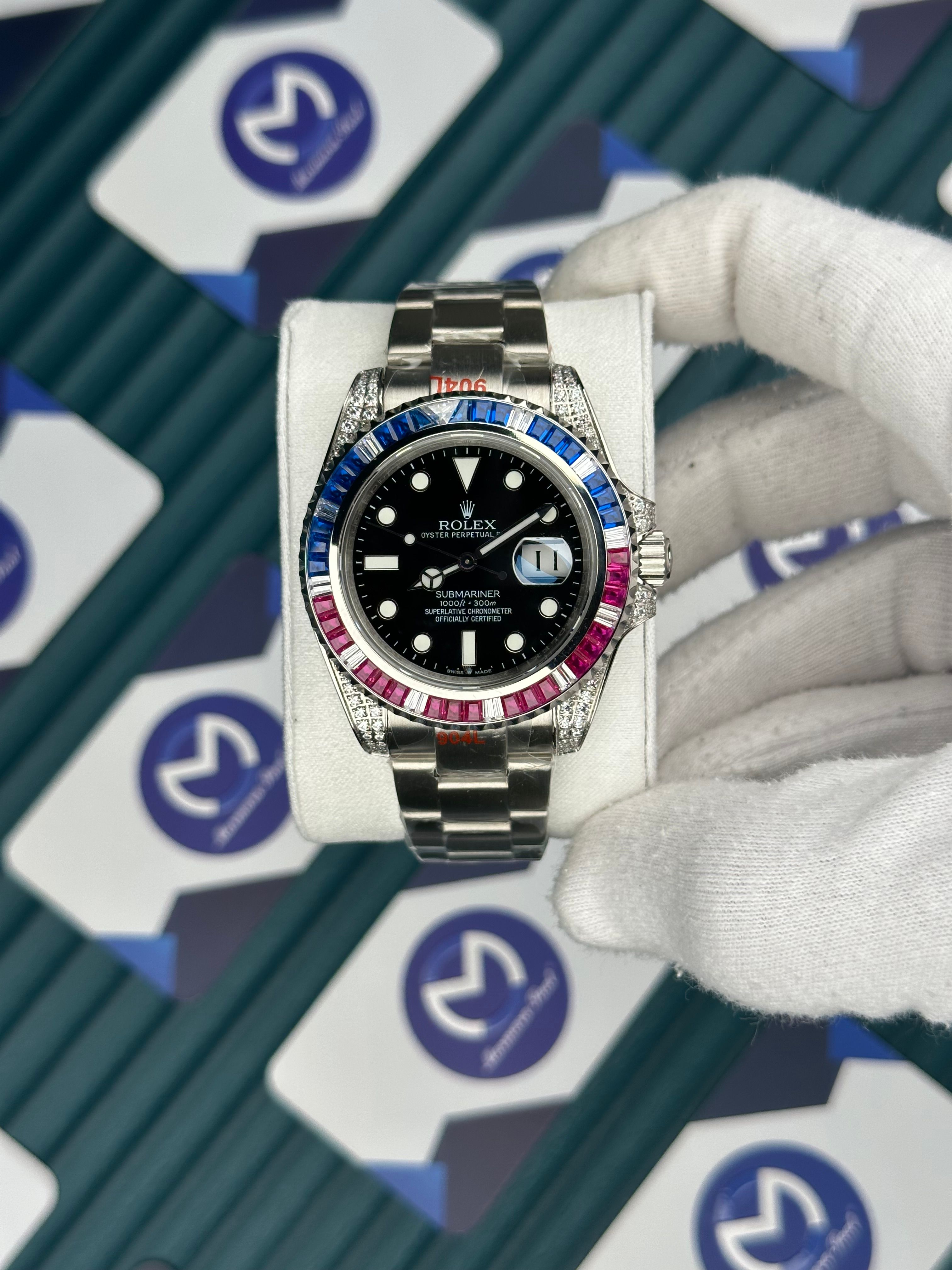 Rolex Submariner Mor Mavi Taşlı Bezel Siyah Kadran