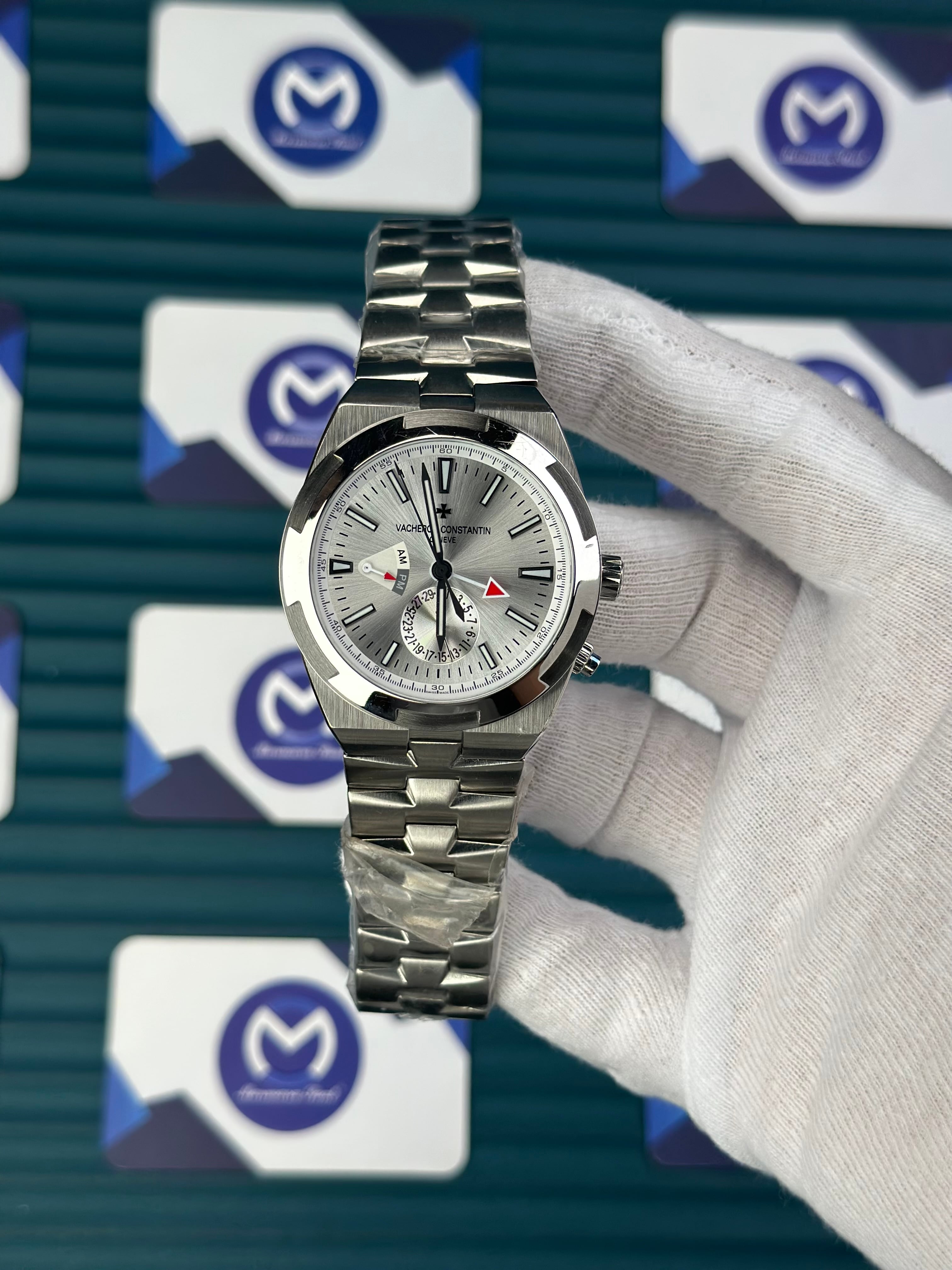 VACHERON CONSTANTIN WHITE OVERSEAS DUAL TIME SILVER 