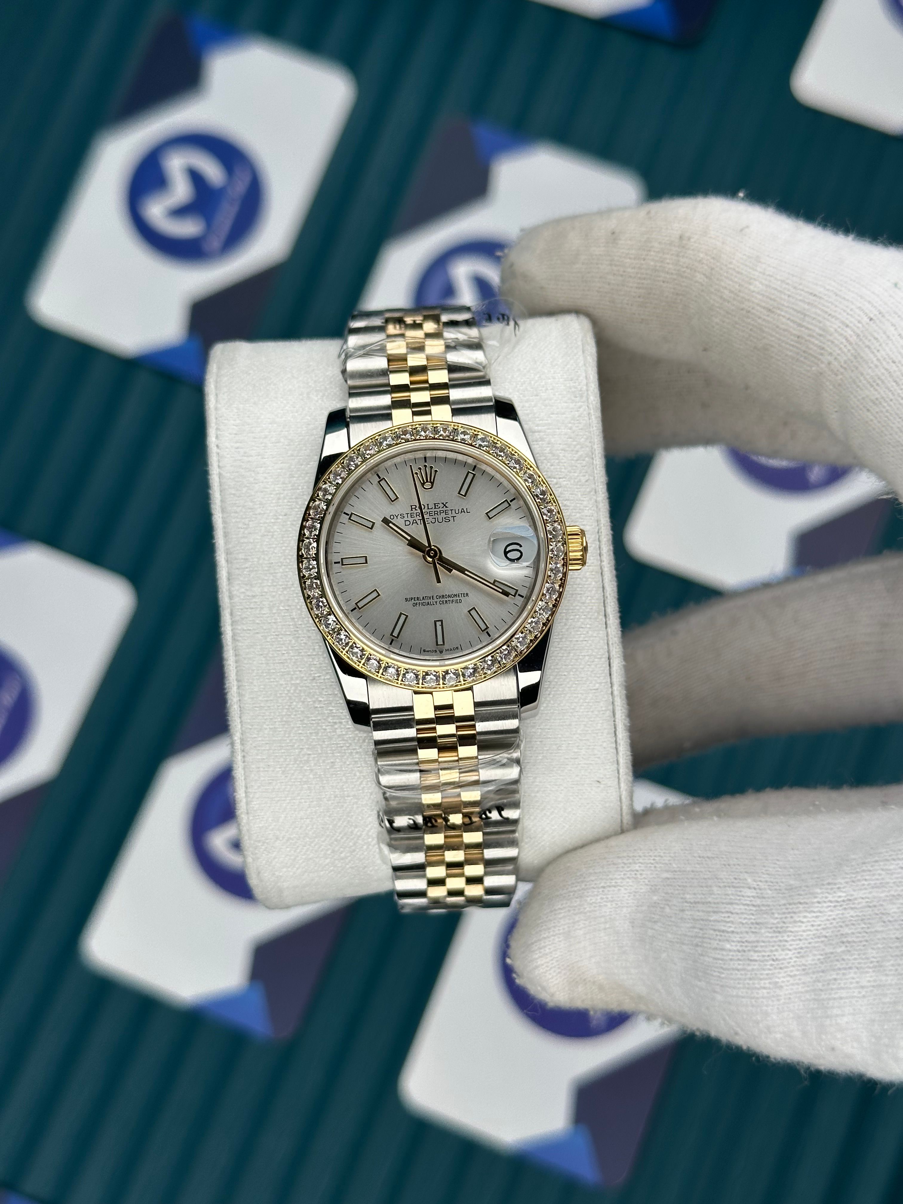 ROLEX 31 BEYAZ KADRAN PIRLANTA BEZEL GOLD-SILVER JUBILEE