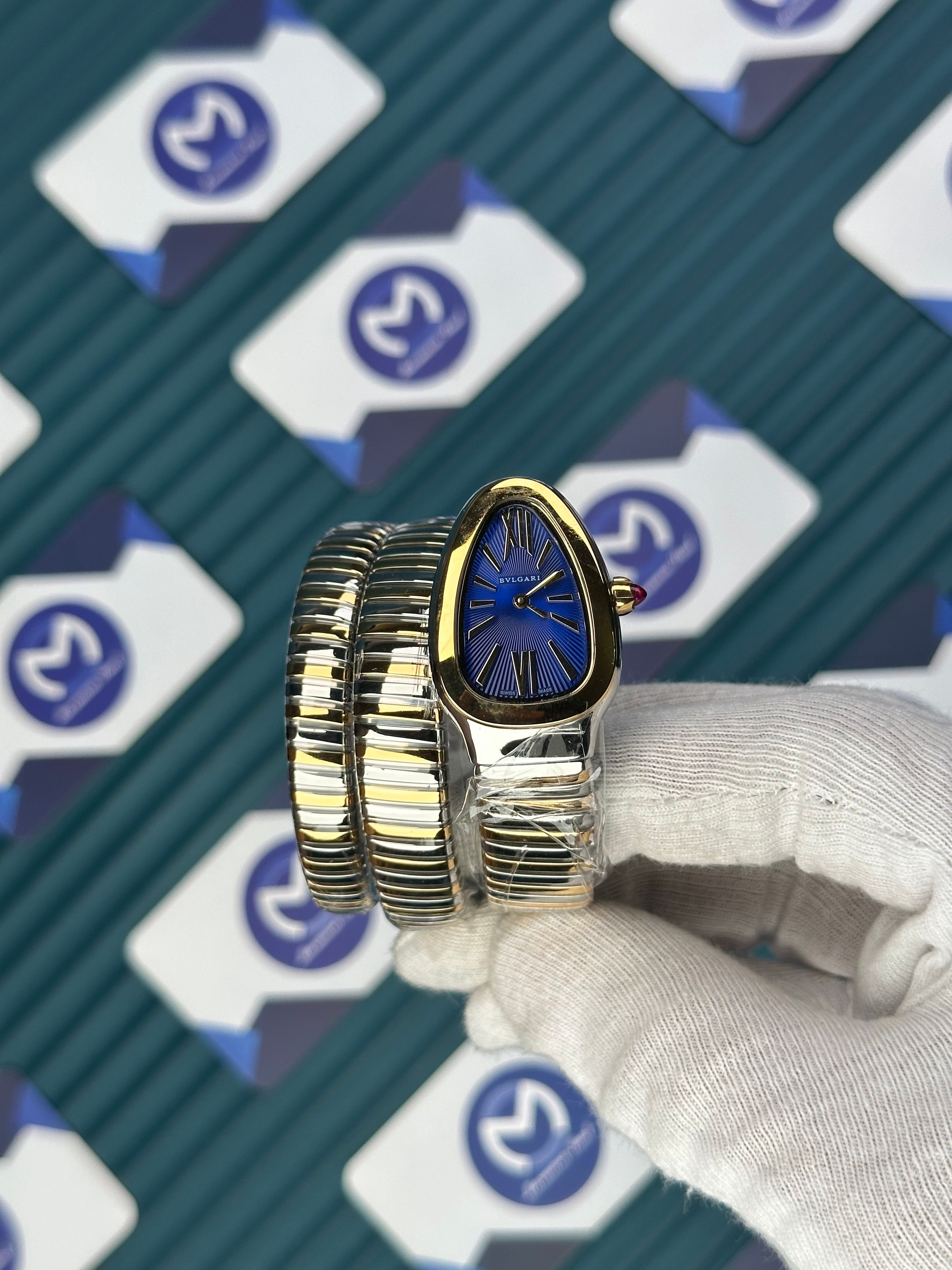 BVLGARI SERPENTI BLUE DIAL GOLD-SILVER LONG TUBOGAS