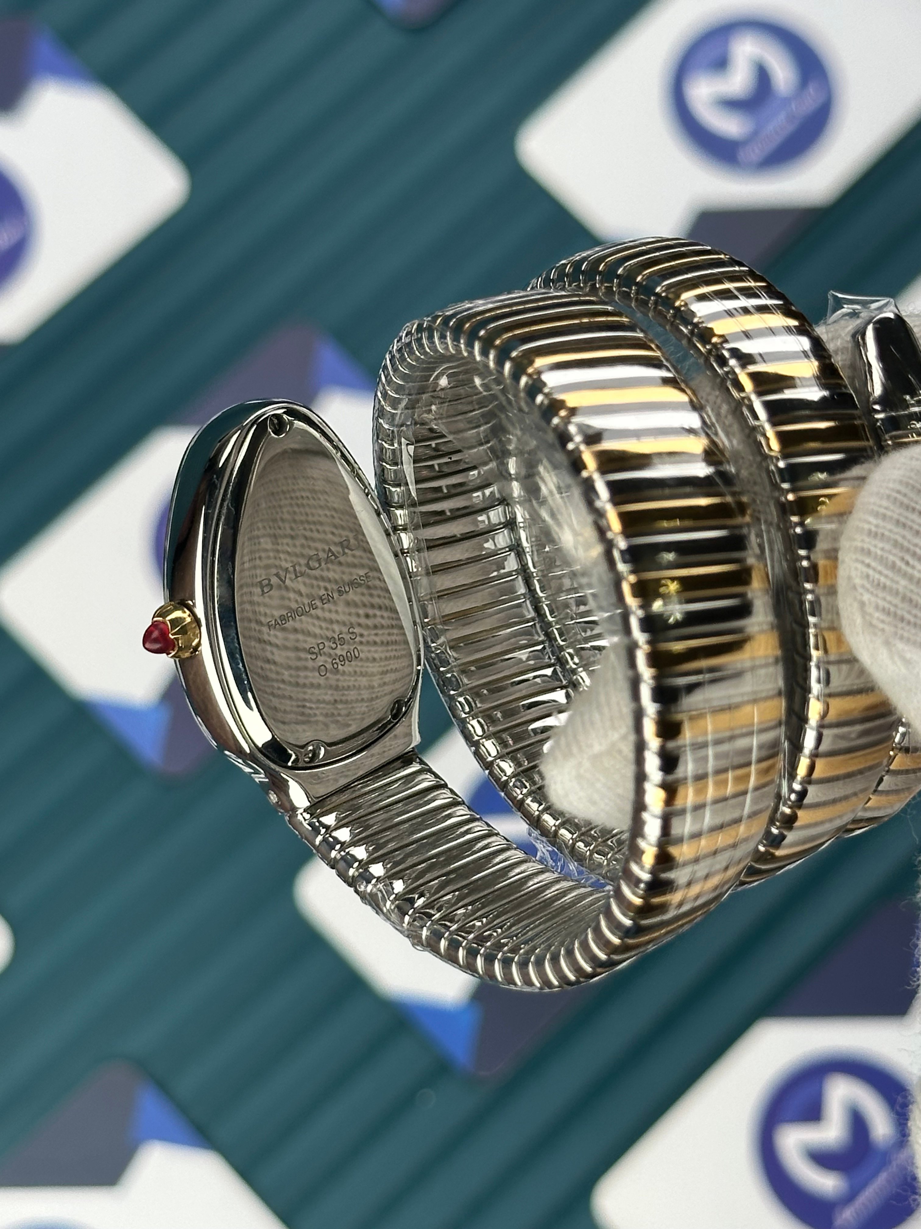 BVLGARI SERPENTI GOLD DIAL DIAMOND BEZEL GOLD-SILVER TUBOGAS