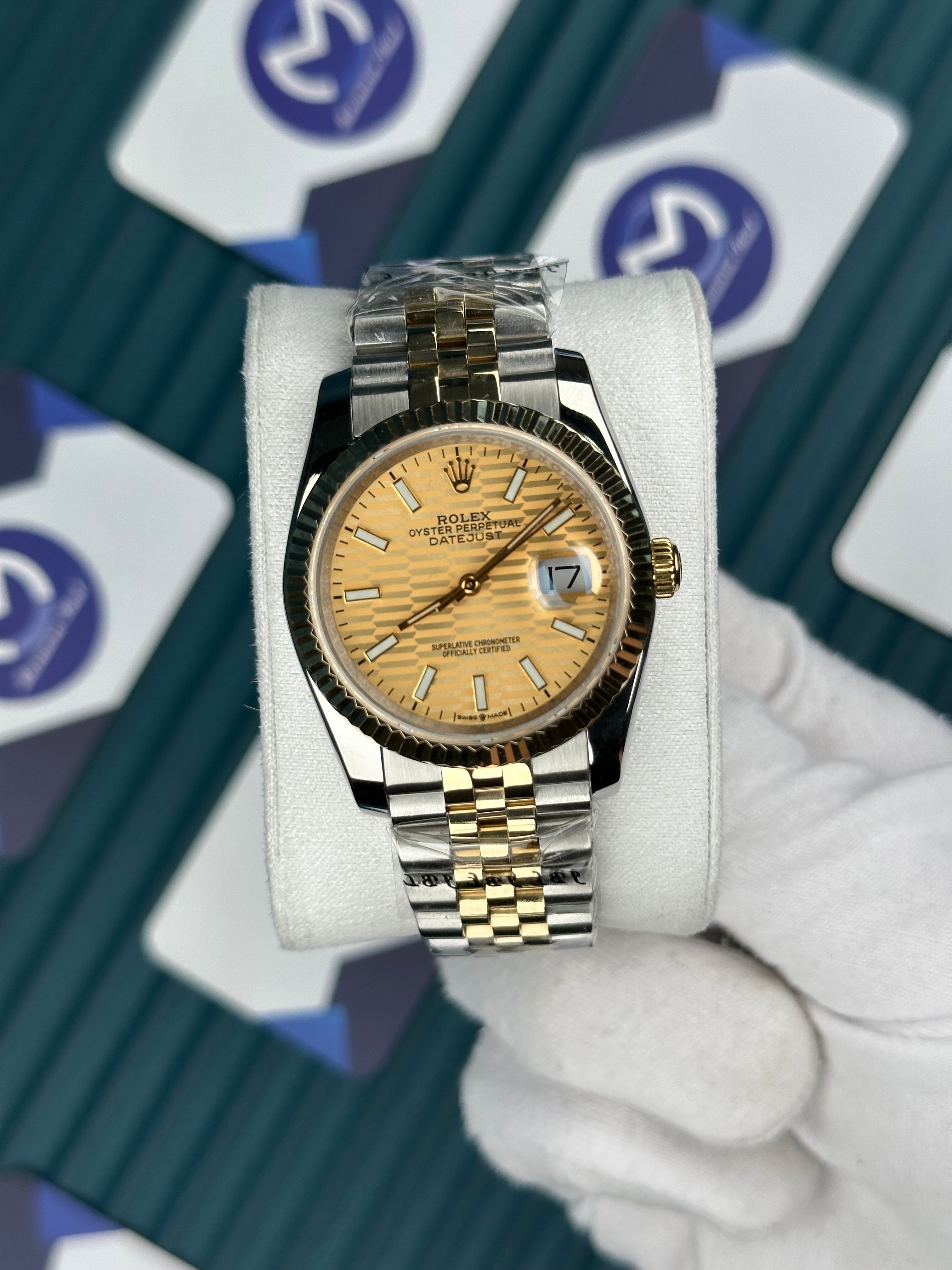 ROLEX 36 MOZAIK GOLD KADRAN DUZ INDEX GOLD-SILVER JUBILEE