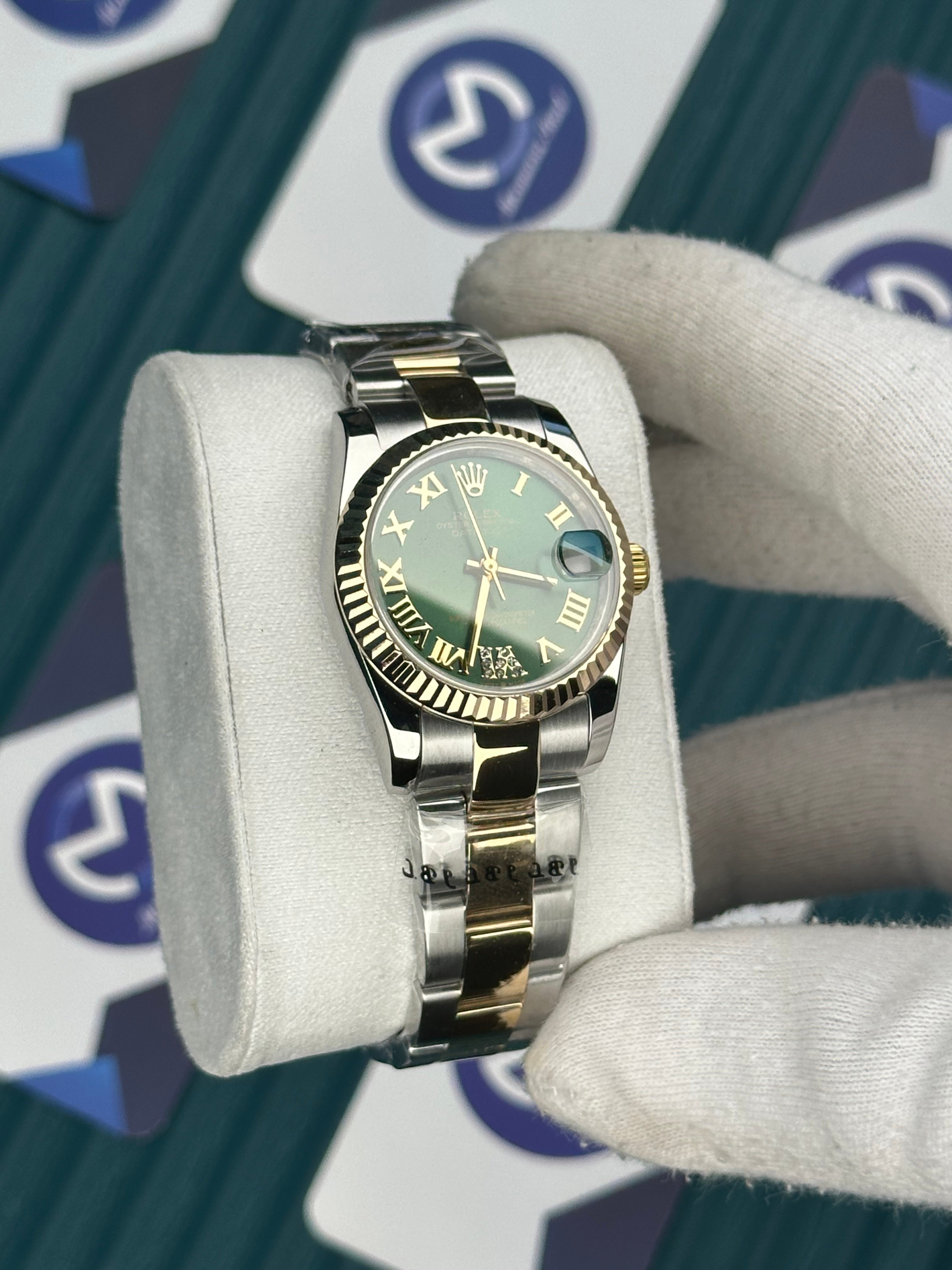 ROLEX 31 YEŞİL KADRAN ROMA INDEX GOLD-SILVER OYSTER
