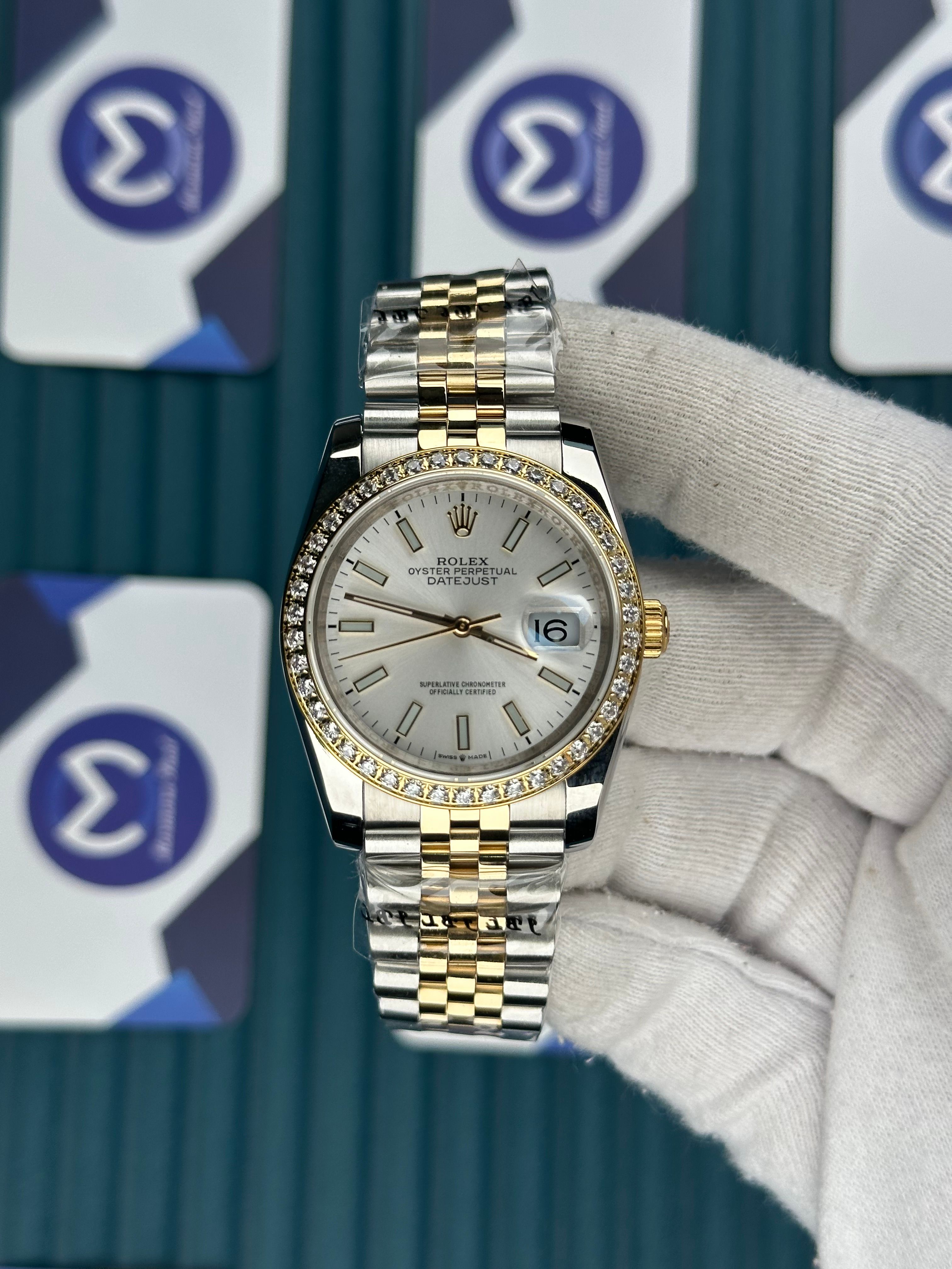 ROLEX 36 BEYAZ KADRAN PIRLANTA BEZEL GOLD-SILVER JUBILEE