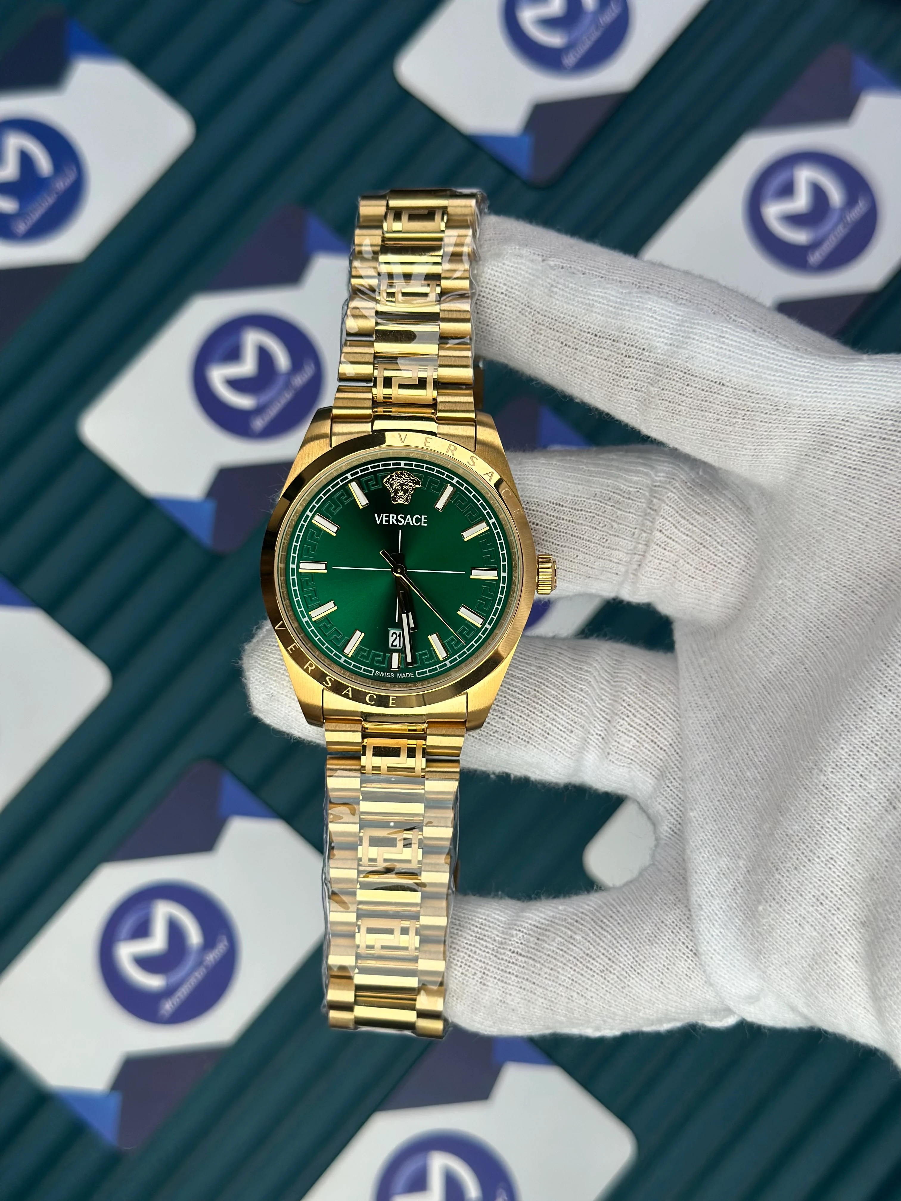 VERSACE NEW GREEN DIAL GOLD PRESIDENT