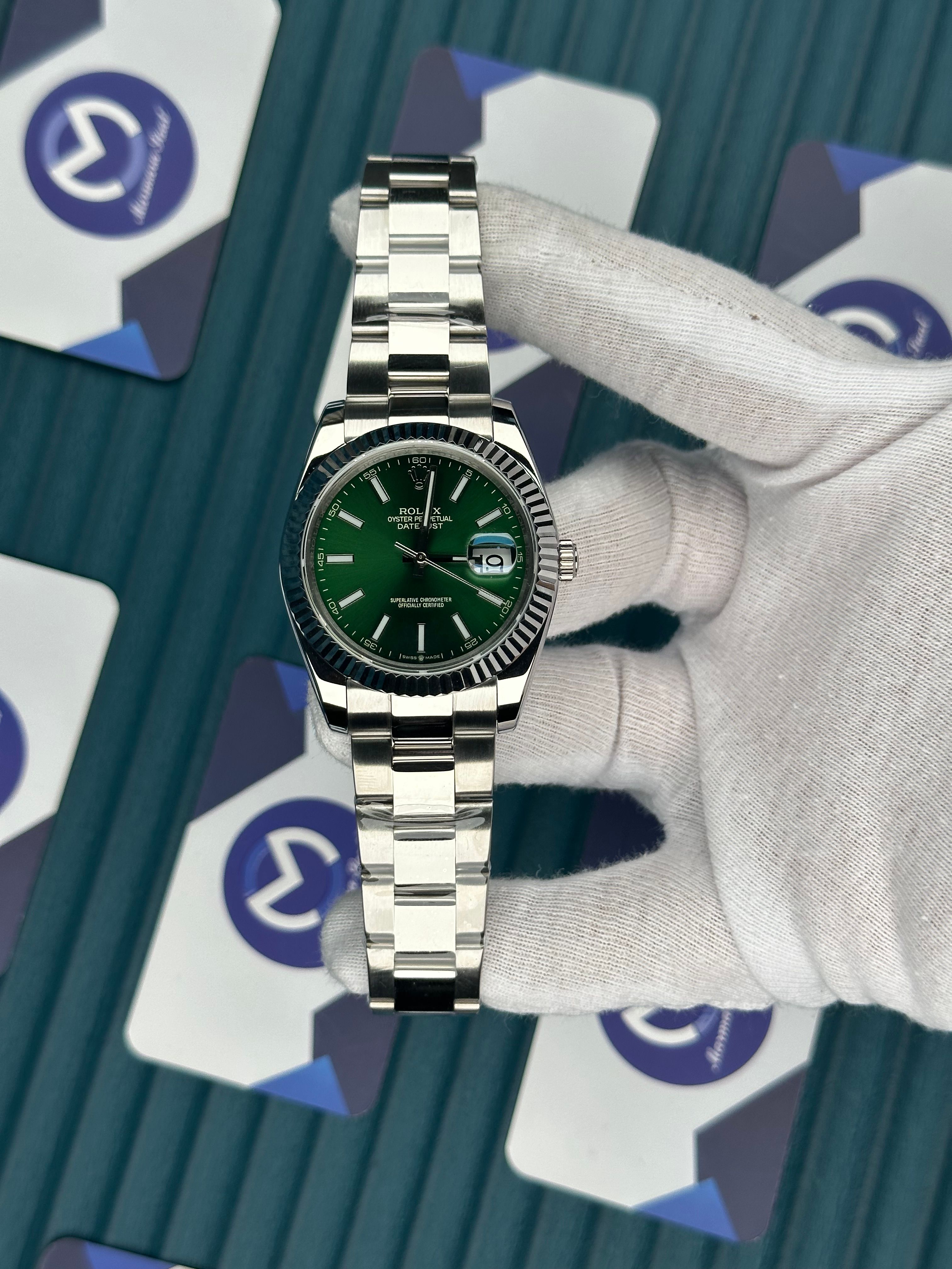 ROLEX DATEJUST GREEN DIAL SILVER OYSTER