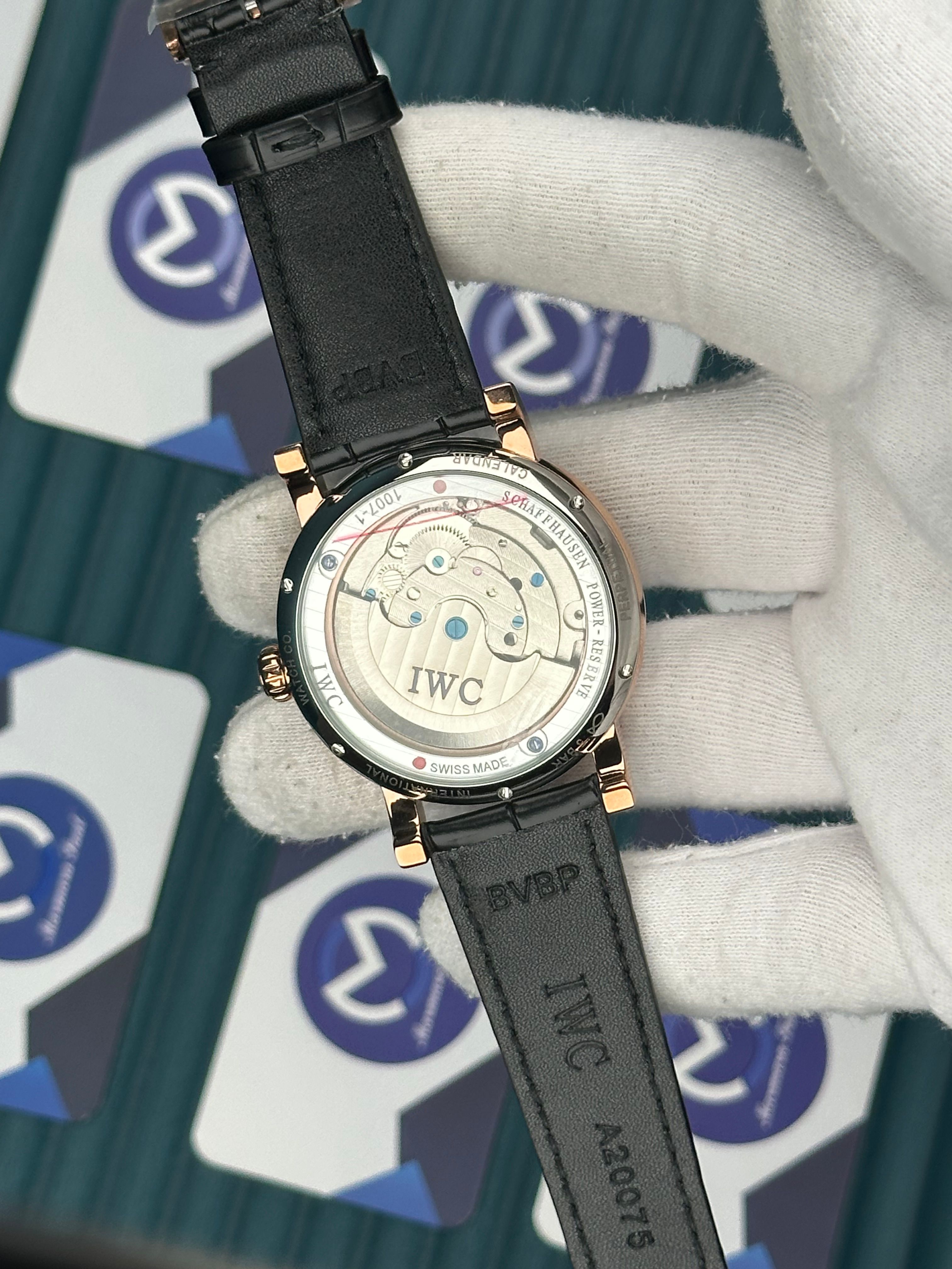 Iwc Blue Dial Chronograph Black Leather Cord