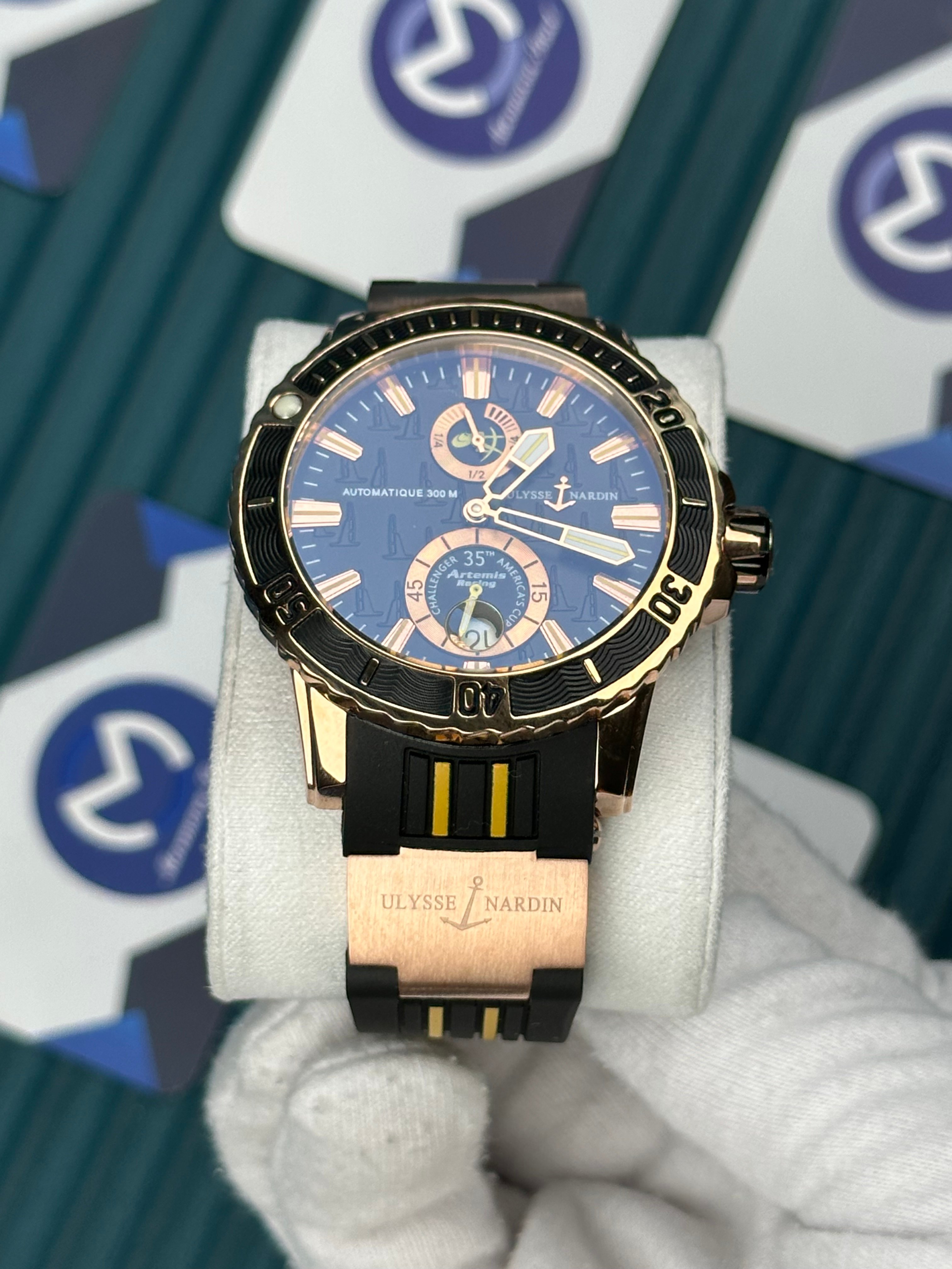 Ulysse Nardin Rose Case Black Cord Yellow Line Chronograph Automatic