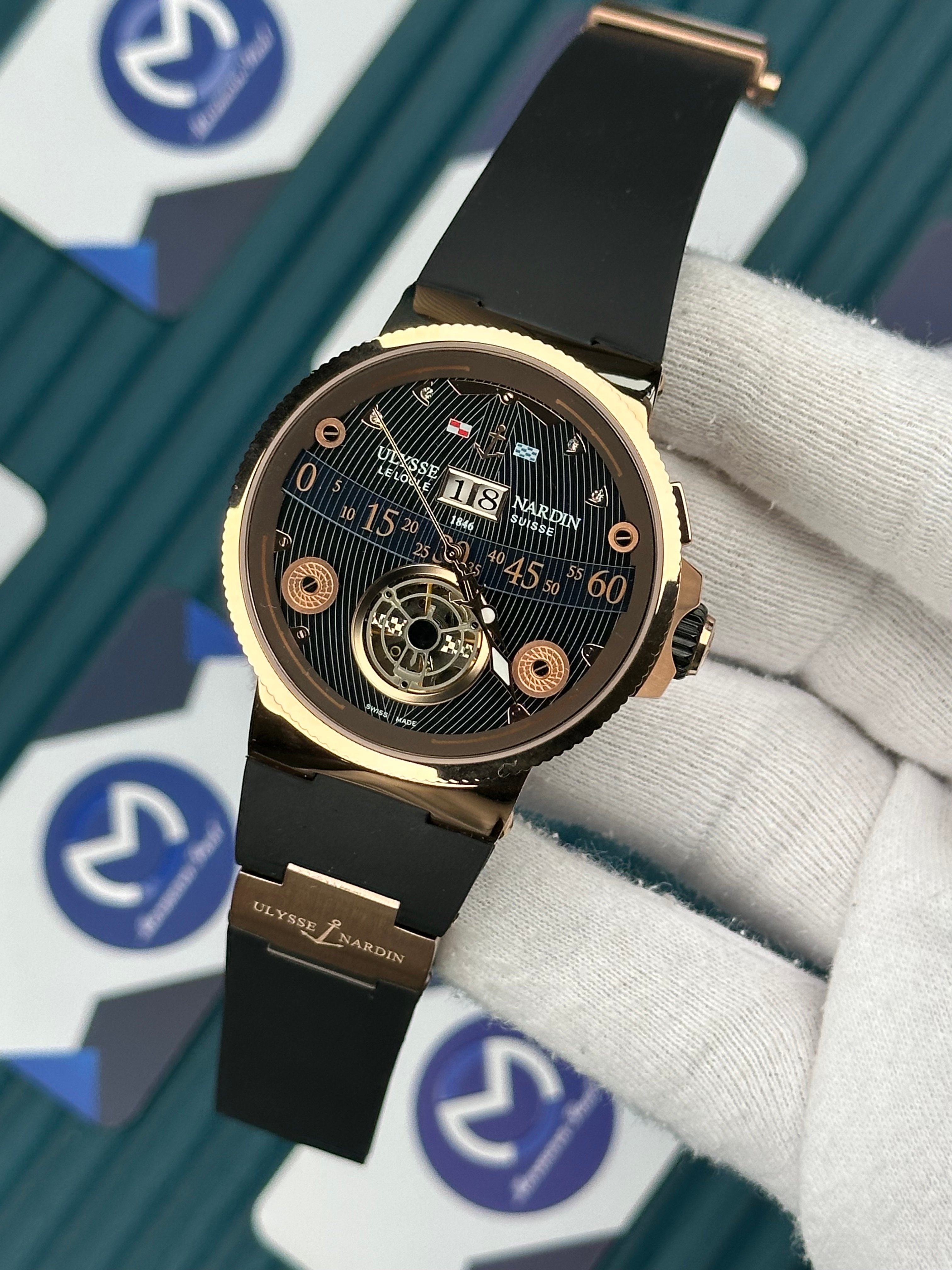 Ulysse Nardin Marine Rose Case Tourbillon Black Cord 