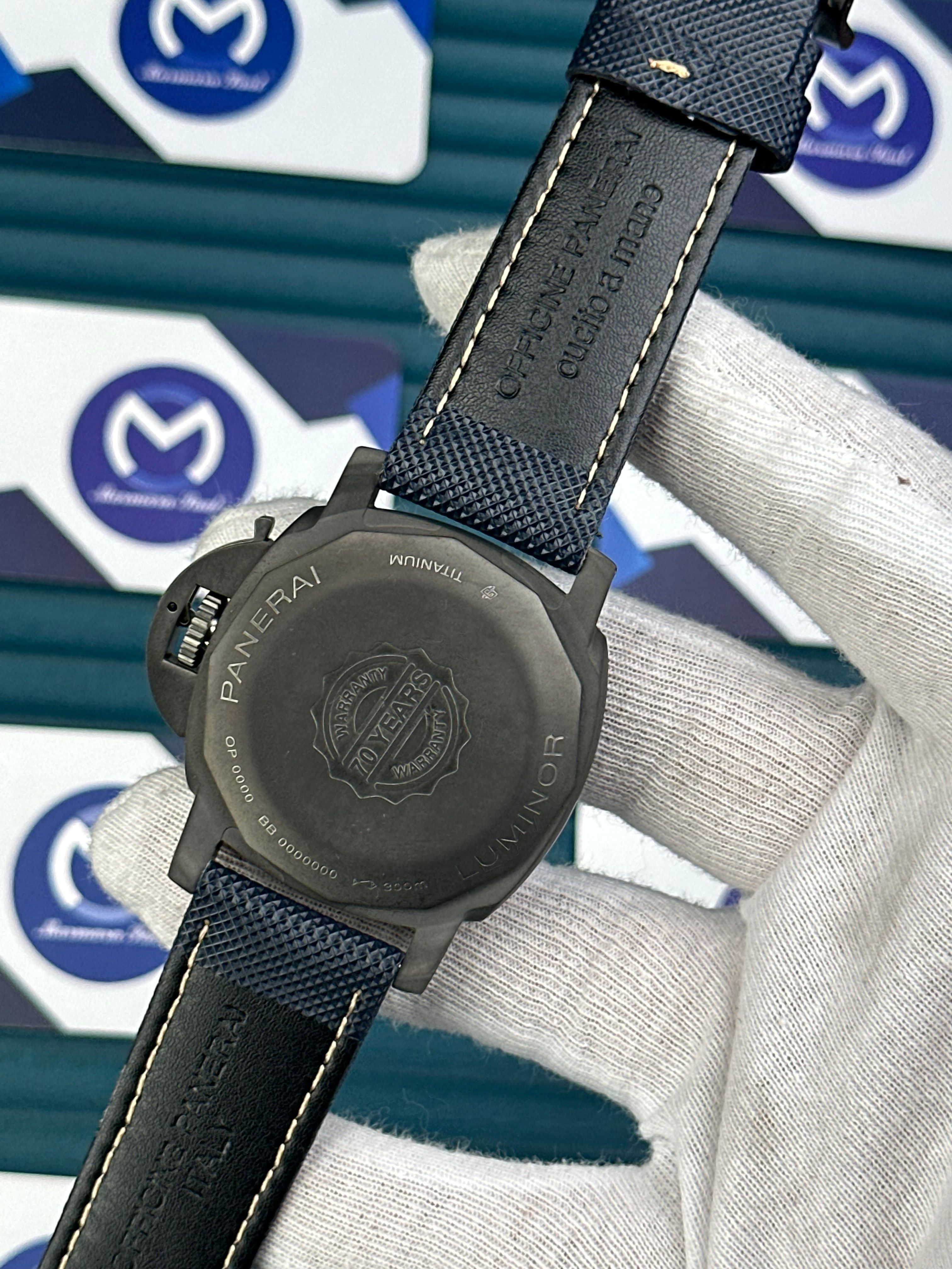 LUMINOR MARINA BLUE DIAL CARBON CASE NAVY BLUE SATIN CORD
