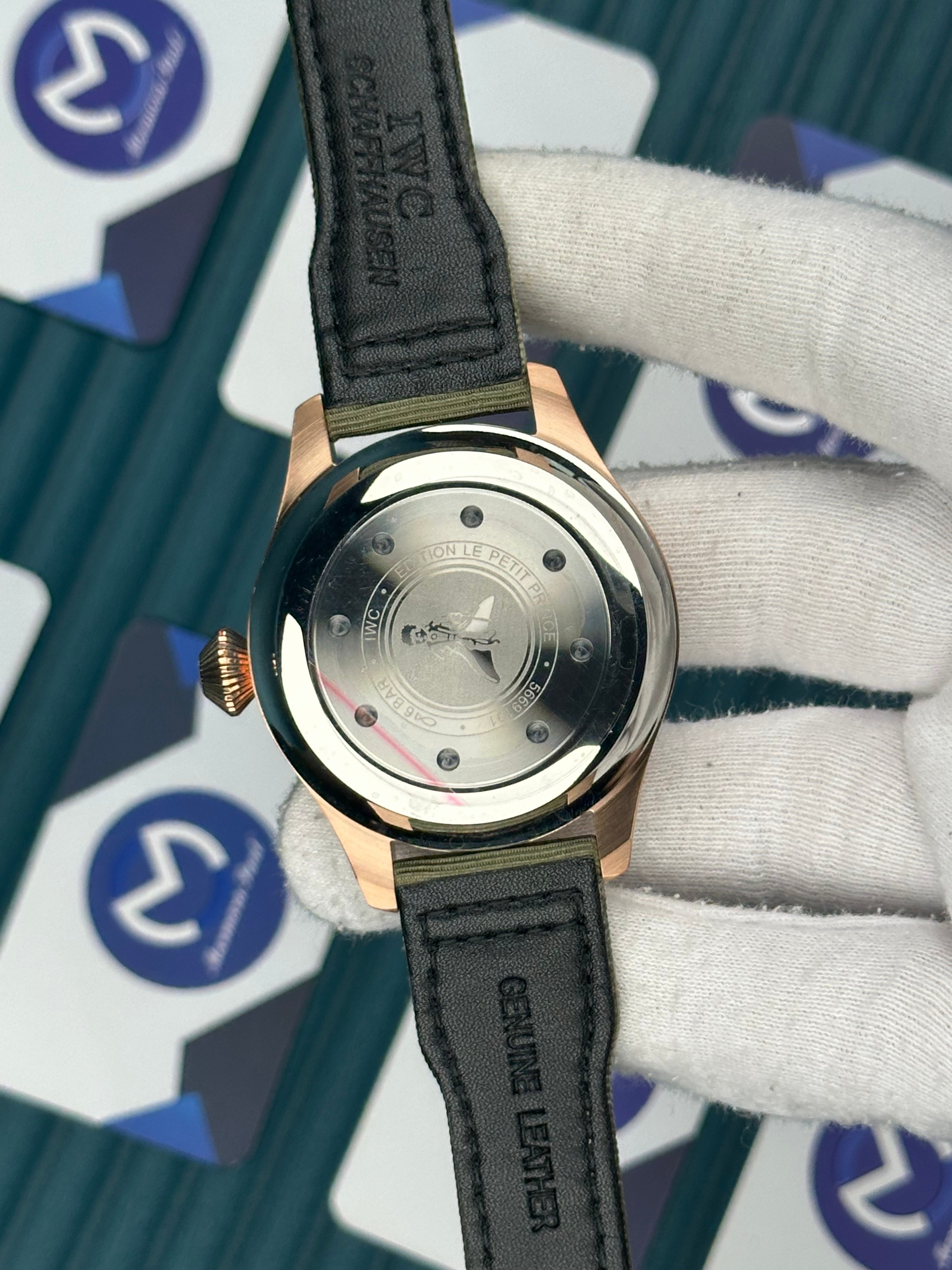 IWC Haki Yeşil Bez Kordon Rose Kasa Siyah Fonksiyonlu Kadran
