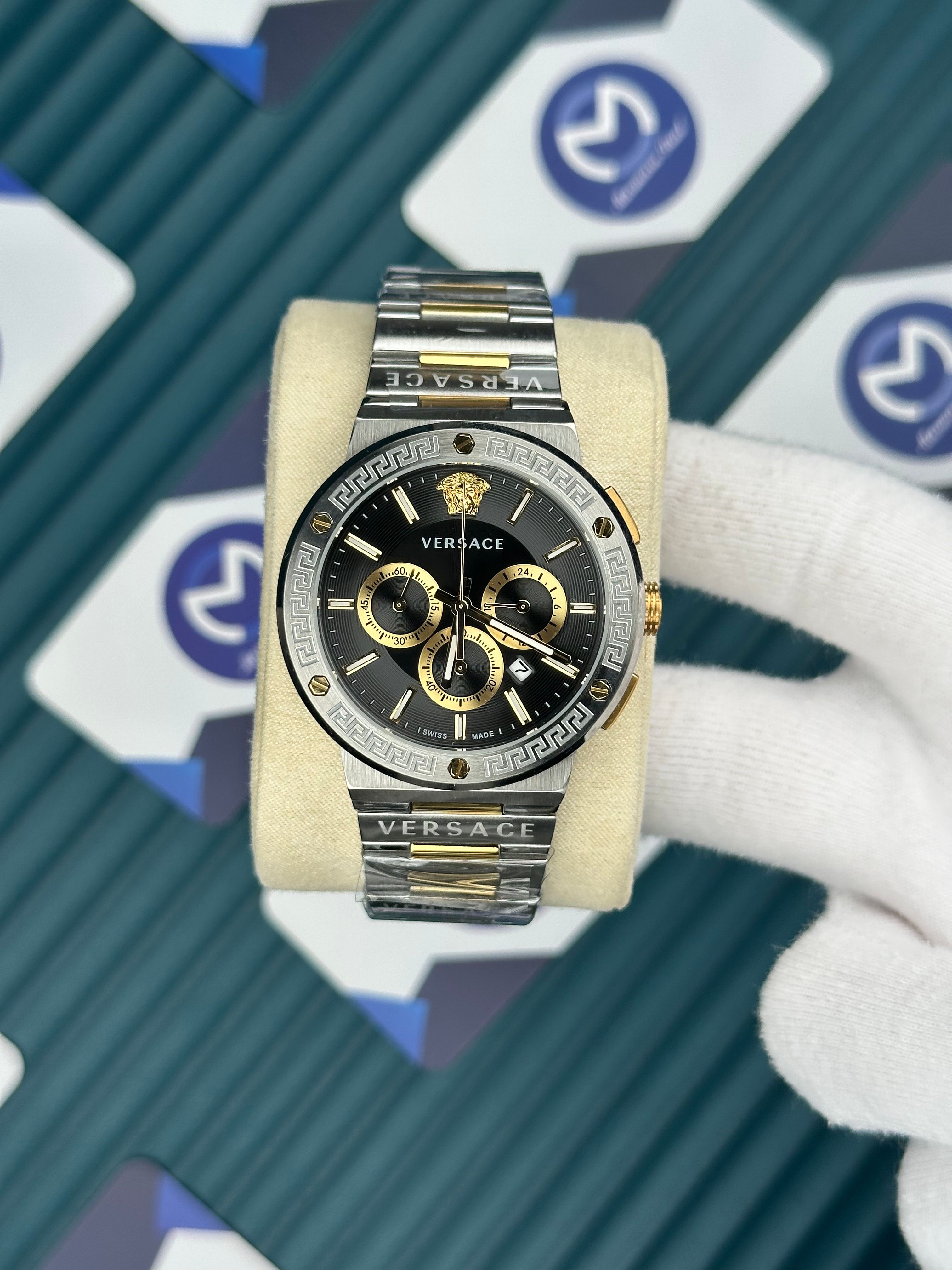 Versace Gold-Silver Üç Fonksiyon Siyah Kadran