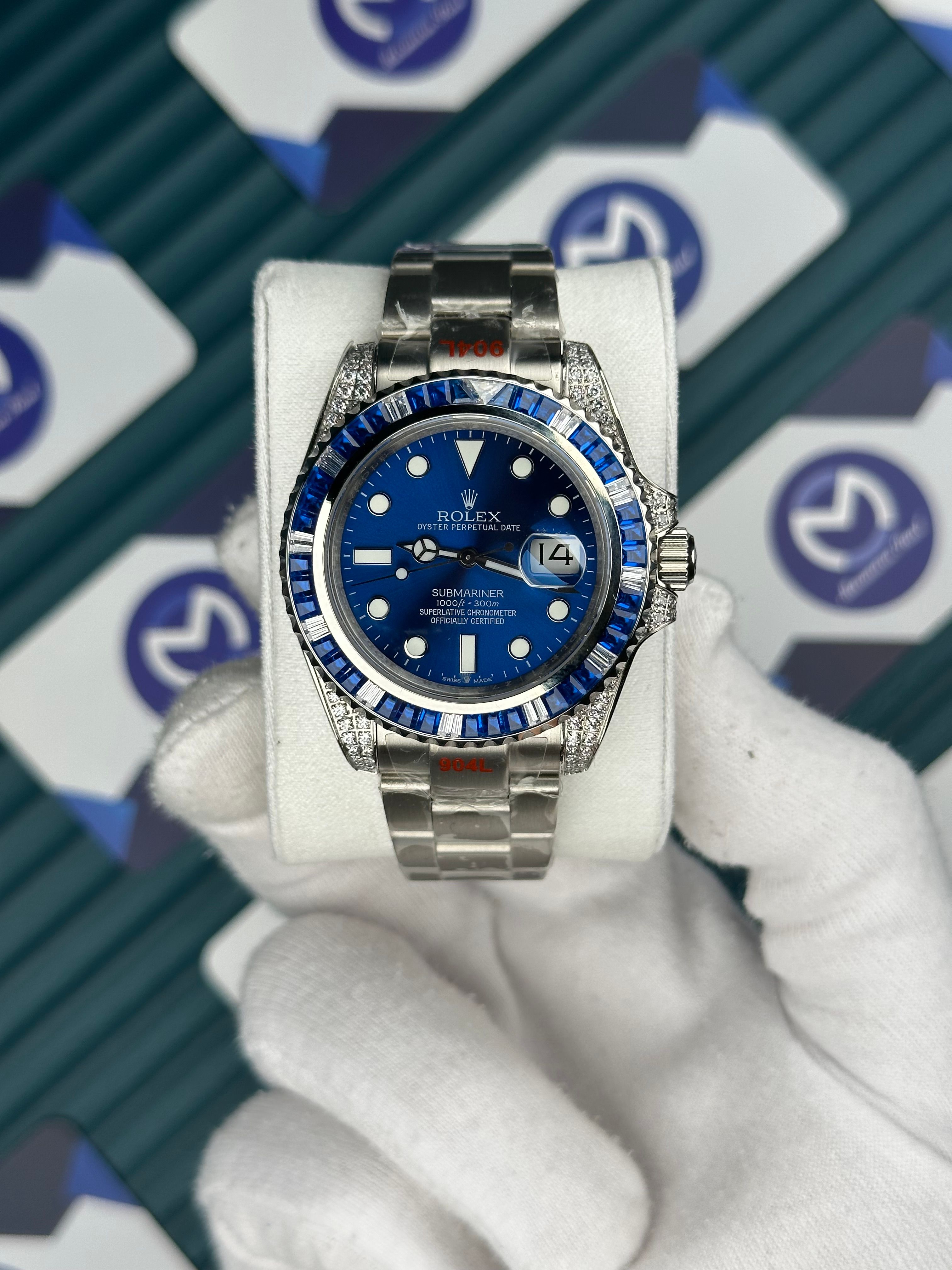 Rolex Submariner Mavi Beyaz Taşlı Bezel Mavi Kadran