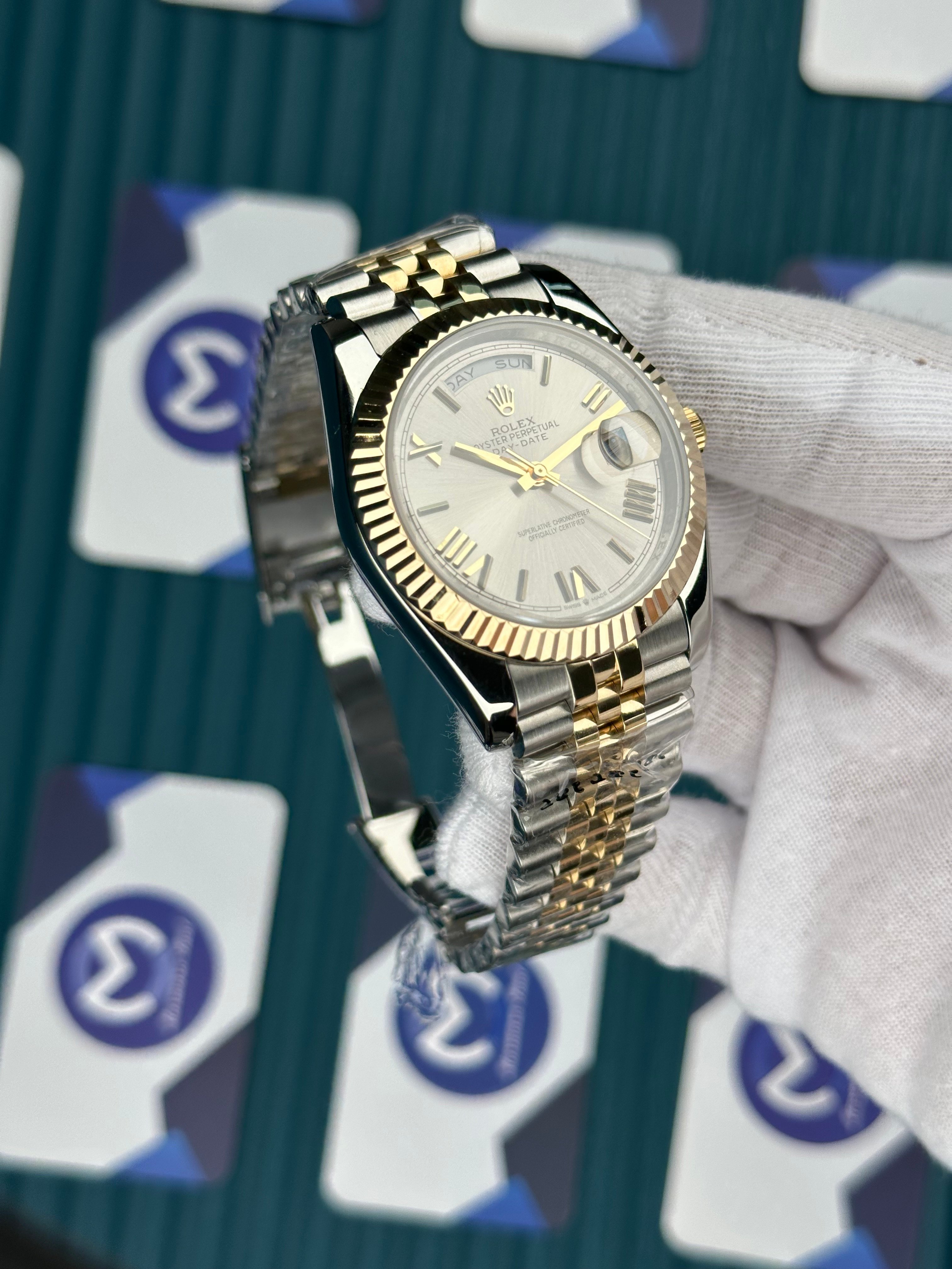 ROLEX DAY-DATE GREY DIAL ROMA INDEX GOLD-SILVER JUBILE