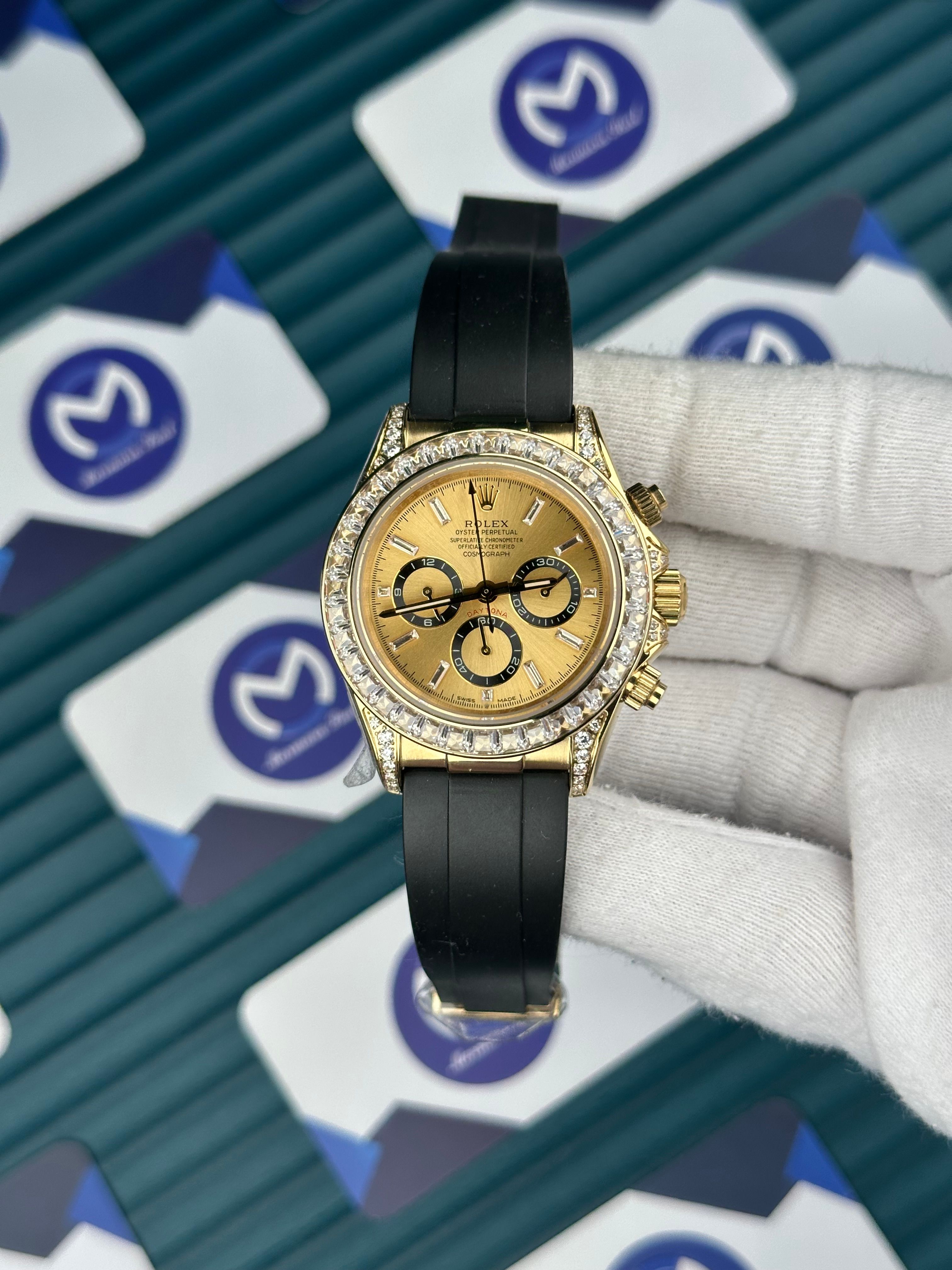 Rolex Daytona Gold Kadran Pırlanta Taşlı Bezel Oysterflex