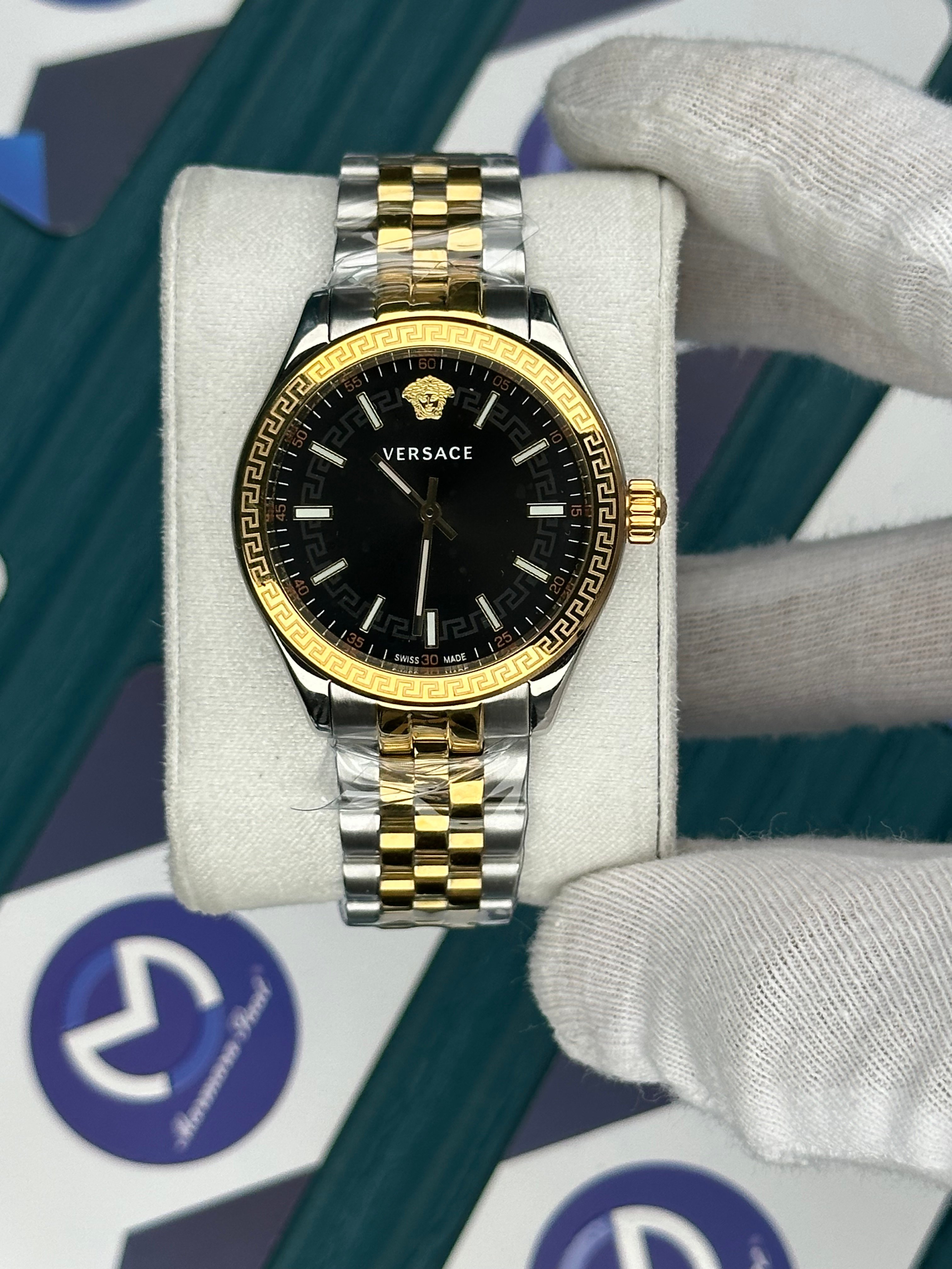 VERSACE 36 BLACK DIAL GOLD-SILVER JUBILE