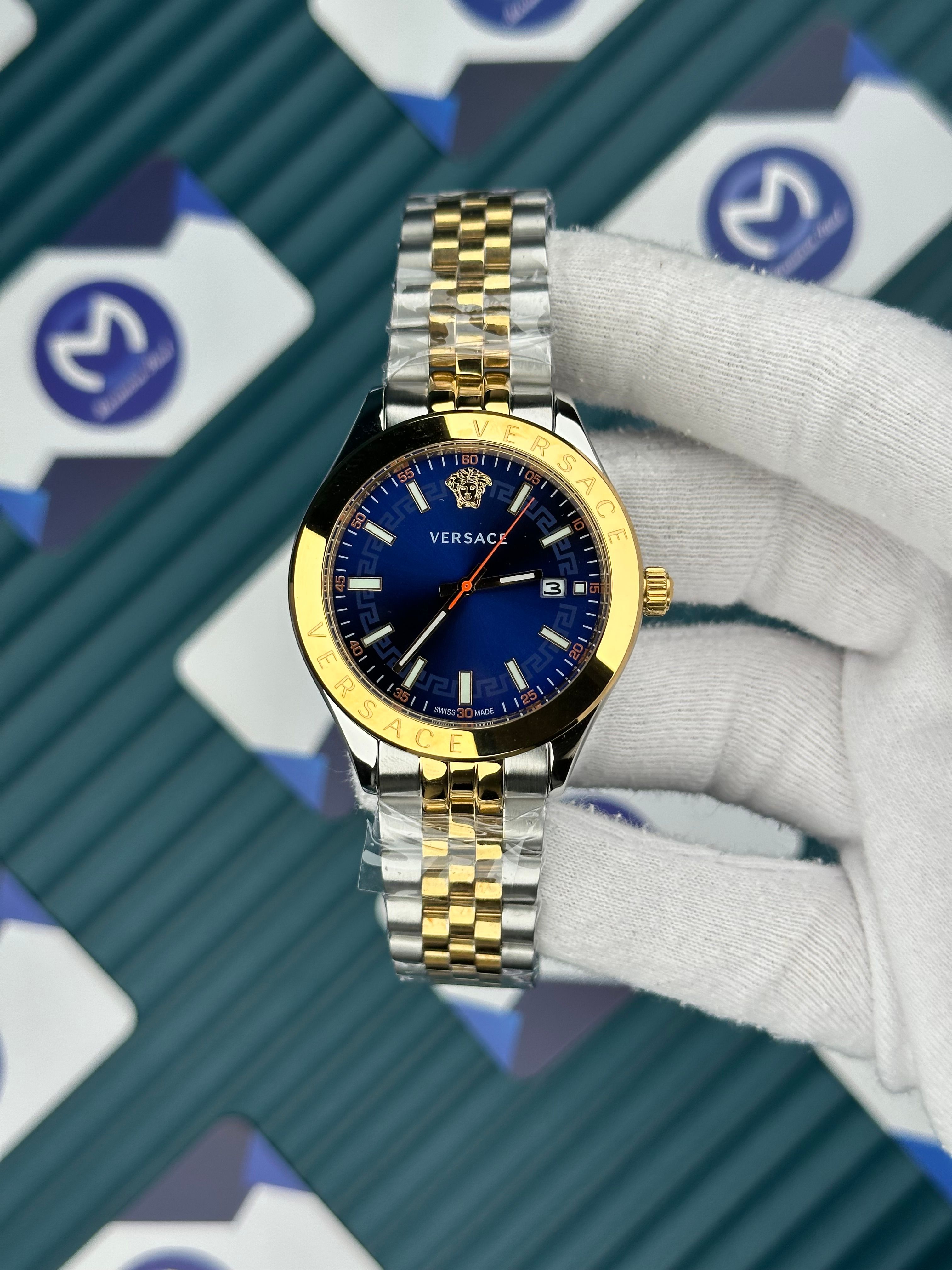 Versace Gold-Silver Jübile Mavi Kadran