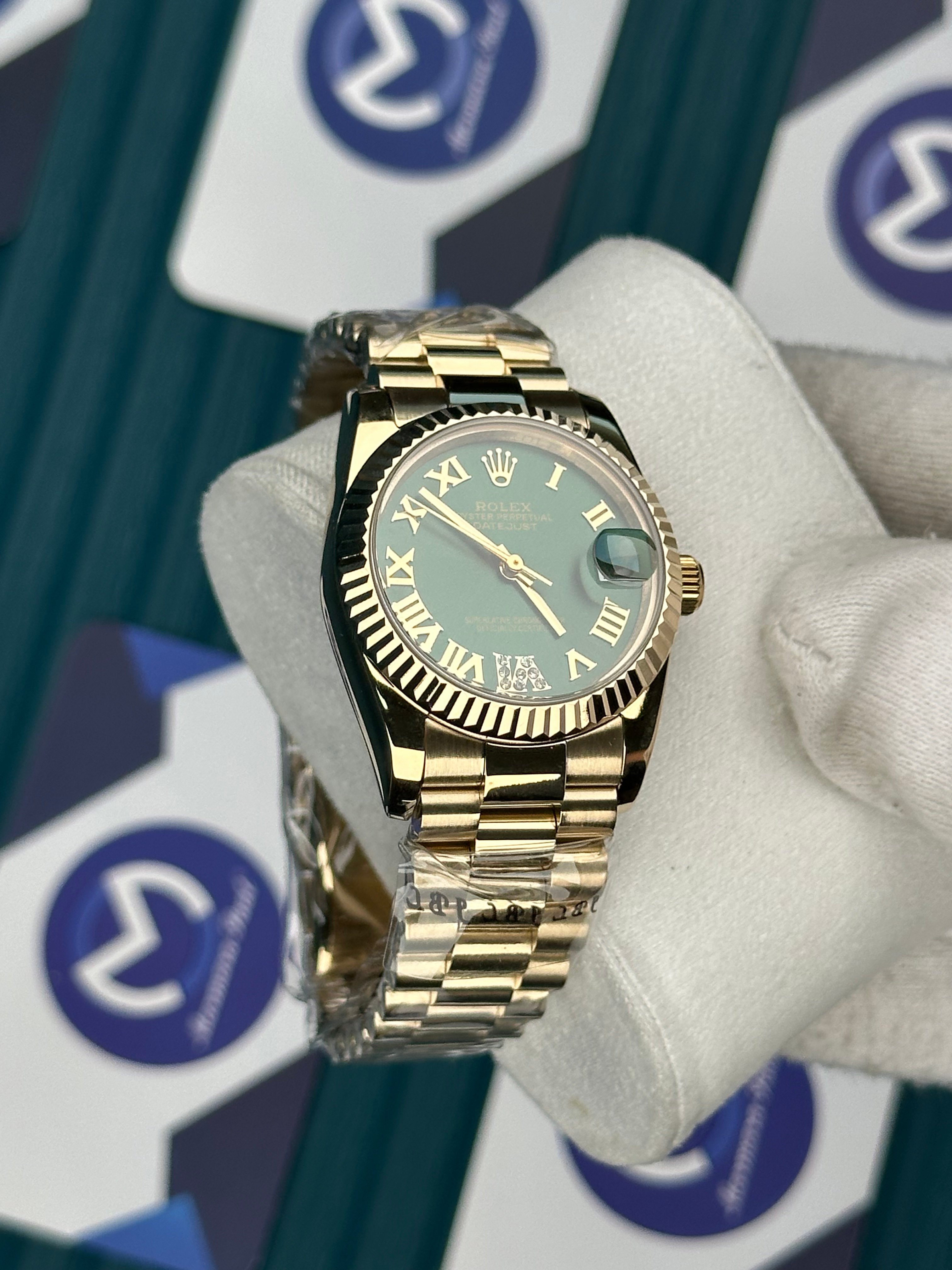 ROLEX 31 GREEN DIAL GOLD PRESIDENT