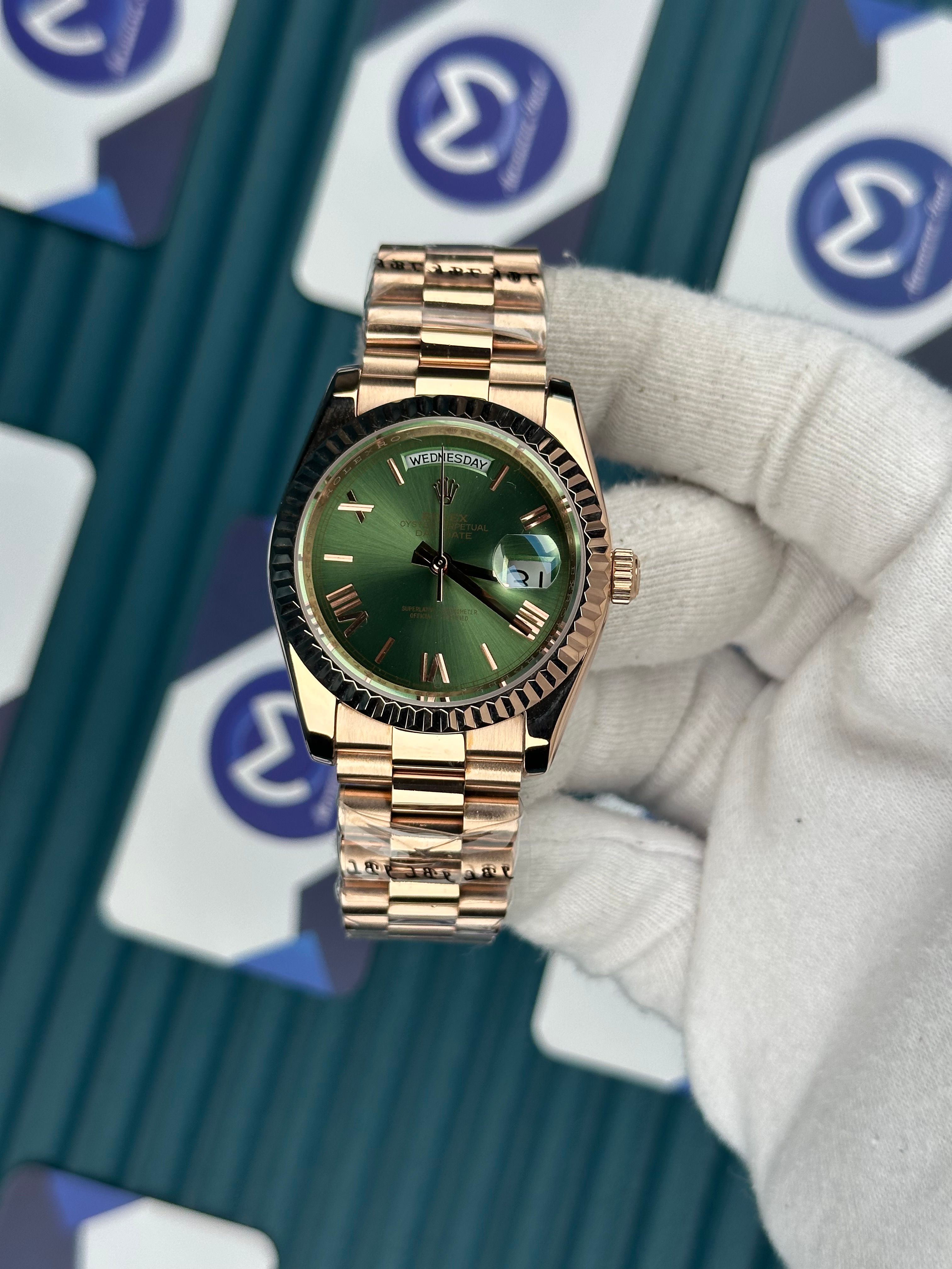 ROLEX 36 DAYDATE GREEN DIAL ROSE PRESIDENT