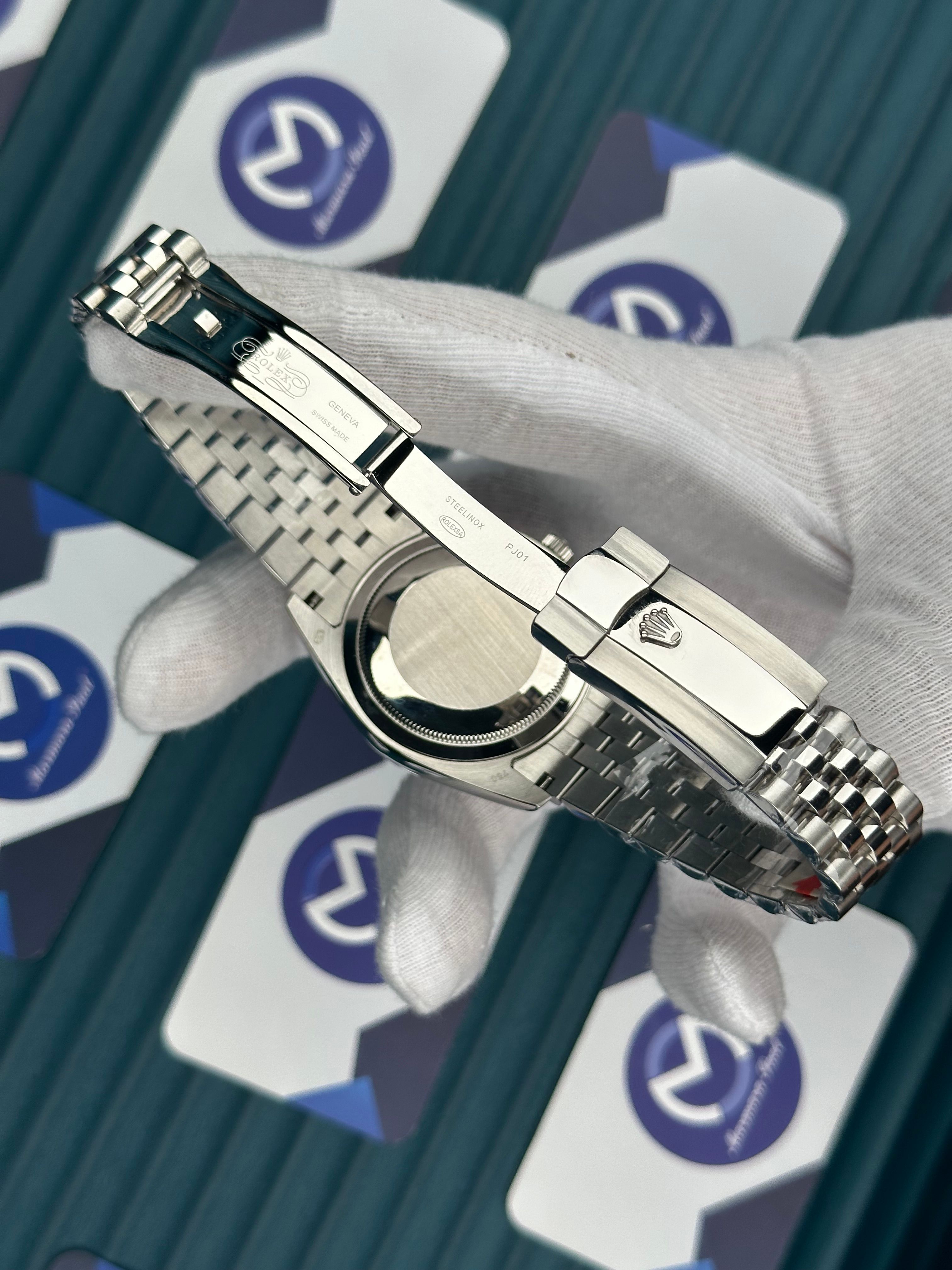 ROLEX DAY-DATE BLACK DIAL ROMA INDEX SILVER JUBILE