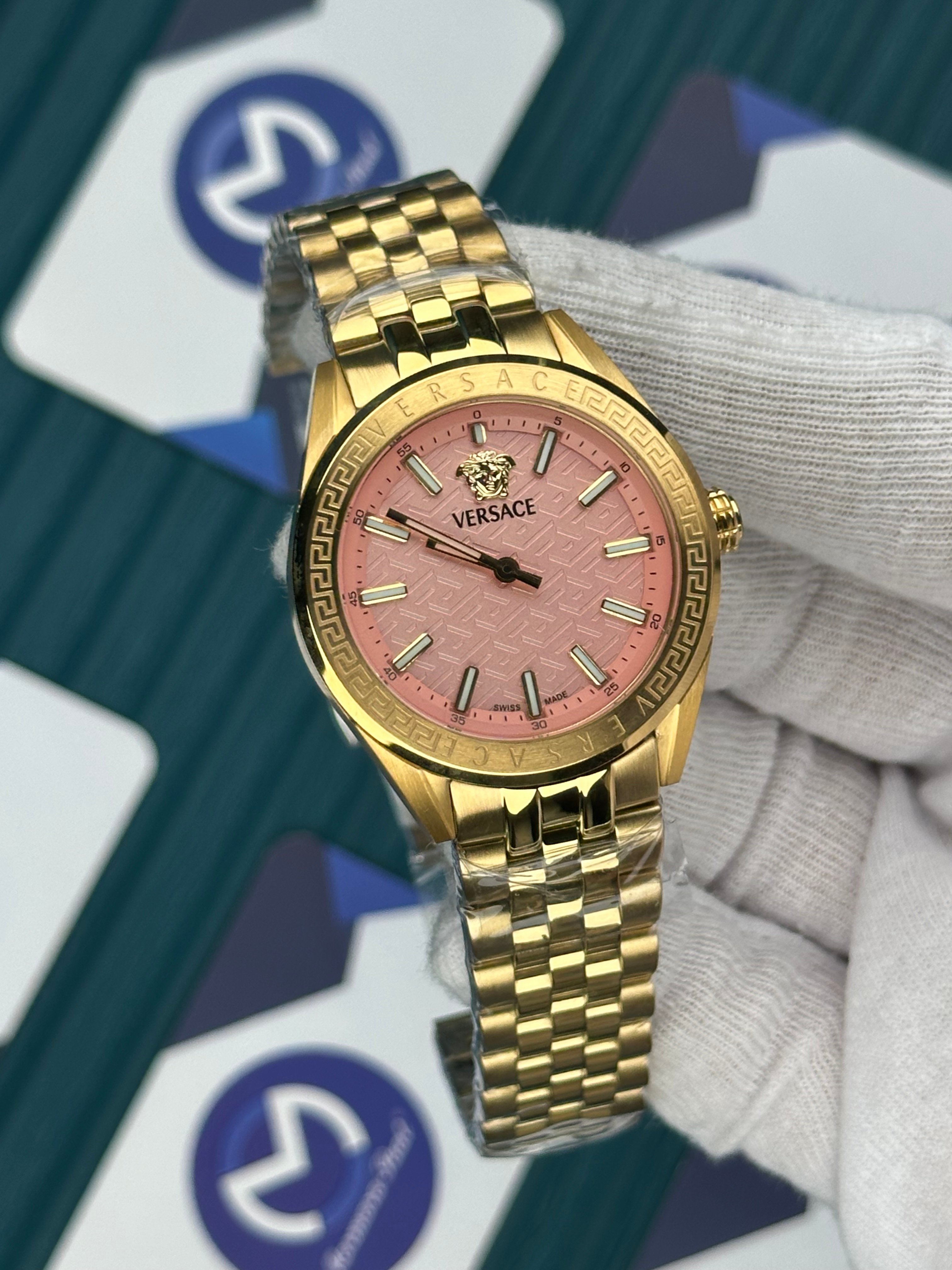 VERSACE 36 PINK DIAL GOLD JUBILE