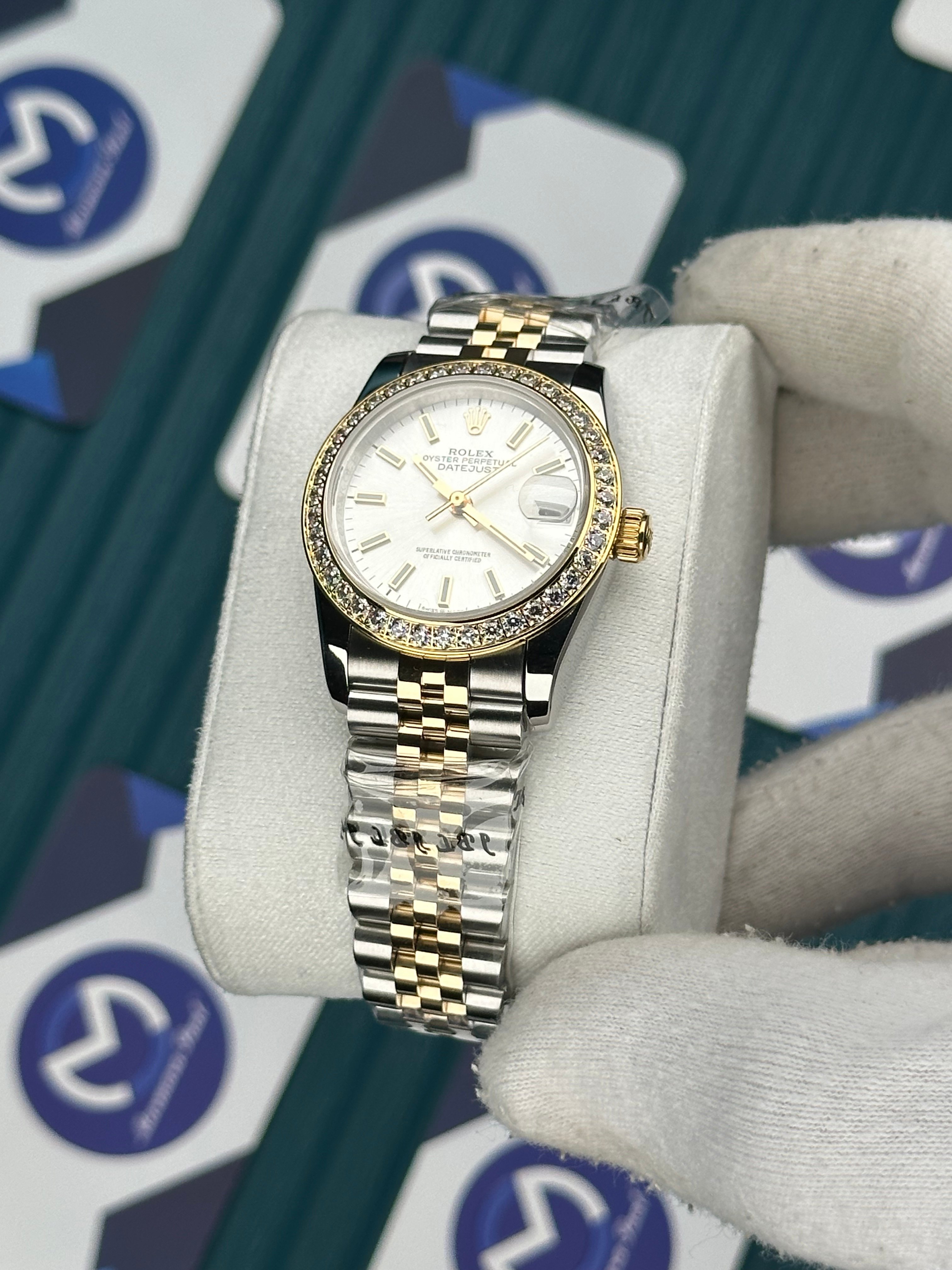 ROLEX 31 BEYAZ KADRAN PIRLANTA BEZEL GOLD-SILVER JUBILEE