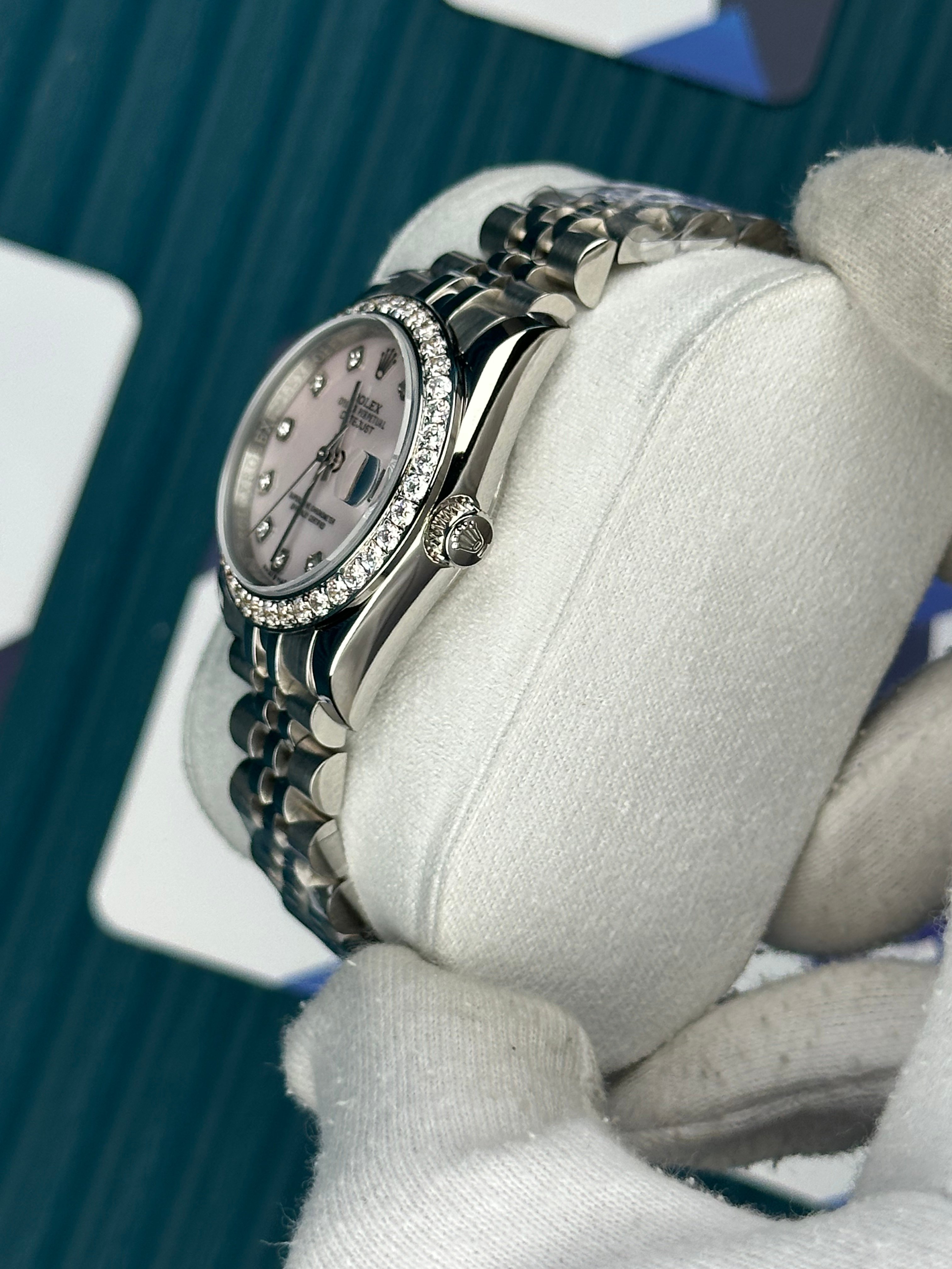 ROLEX 31 TOZ PEMBE PIRLANTA BEZEL SILVER JUBILEE