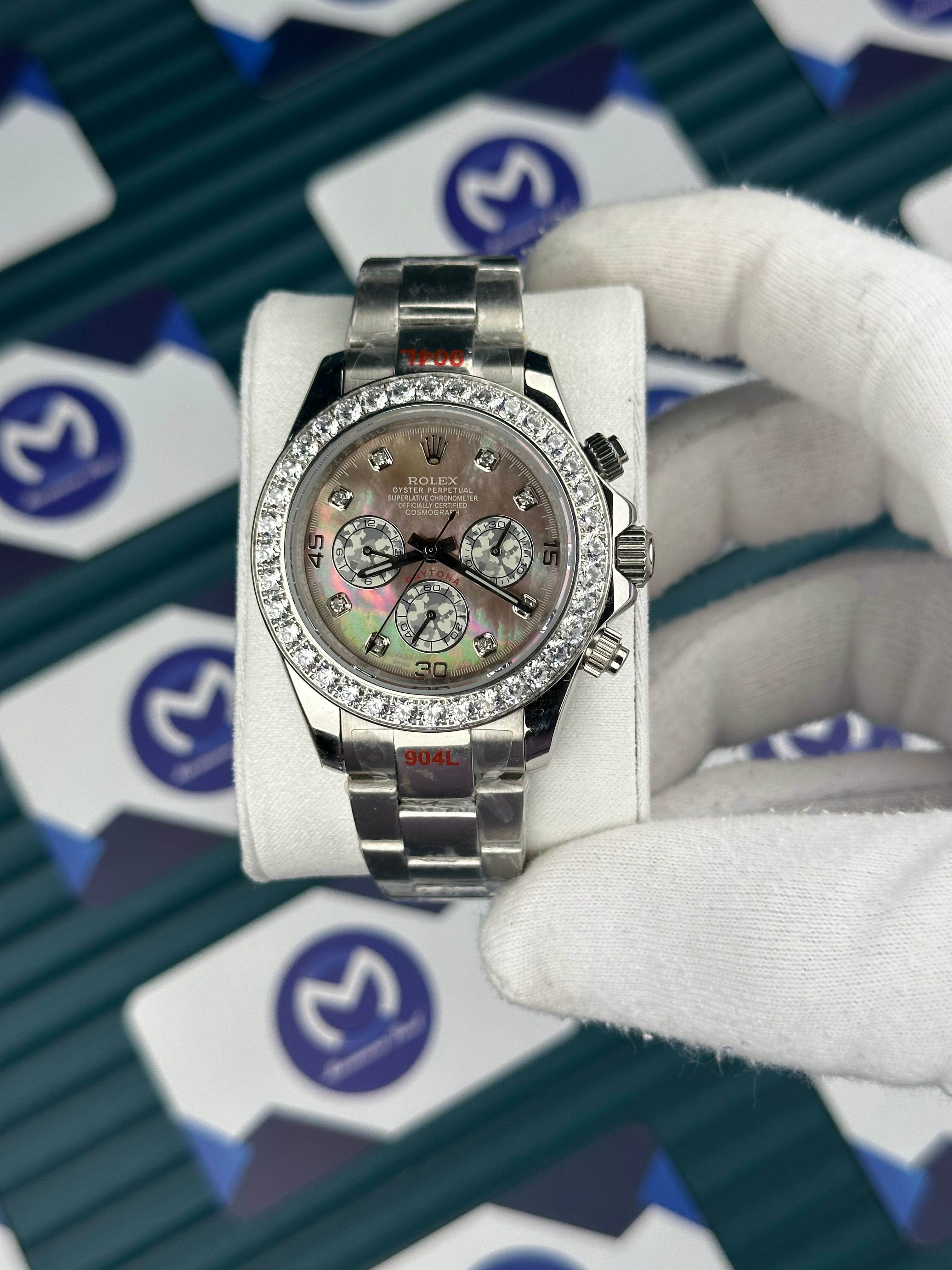 Rolex Daytona Gökkuşağı Gri Kadran Pırlanta Bezel
