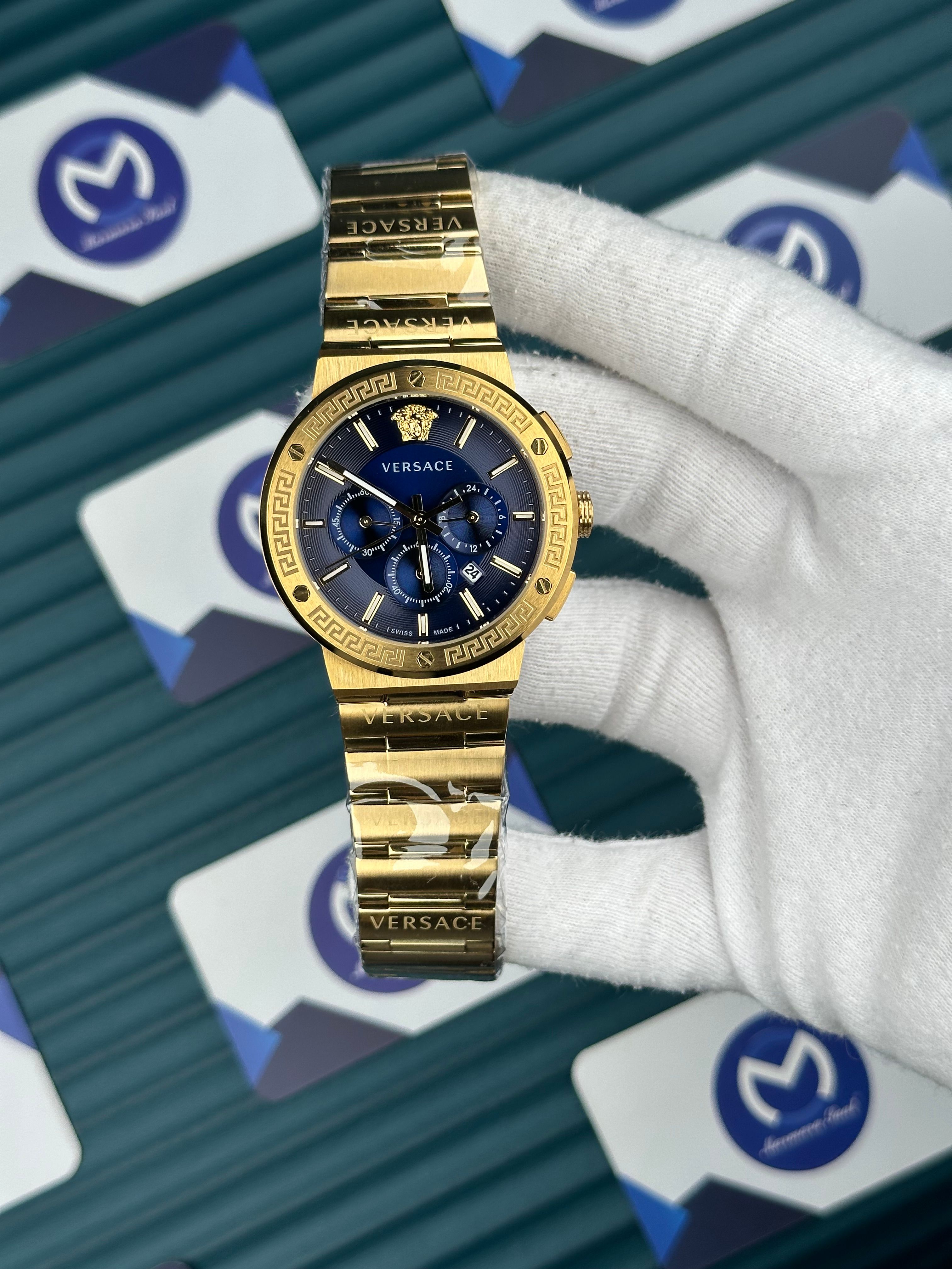 Versace Gold Üç Fonksiyon Mavi Kadran