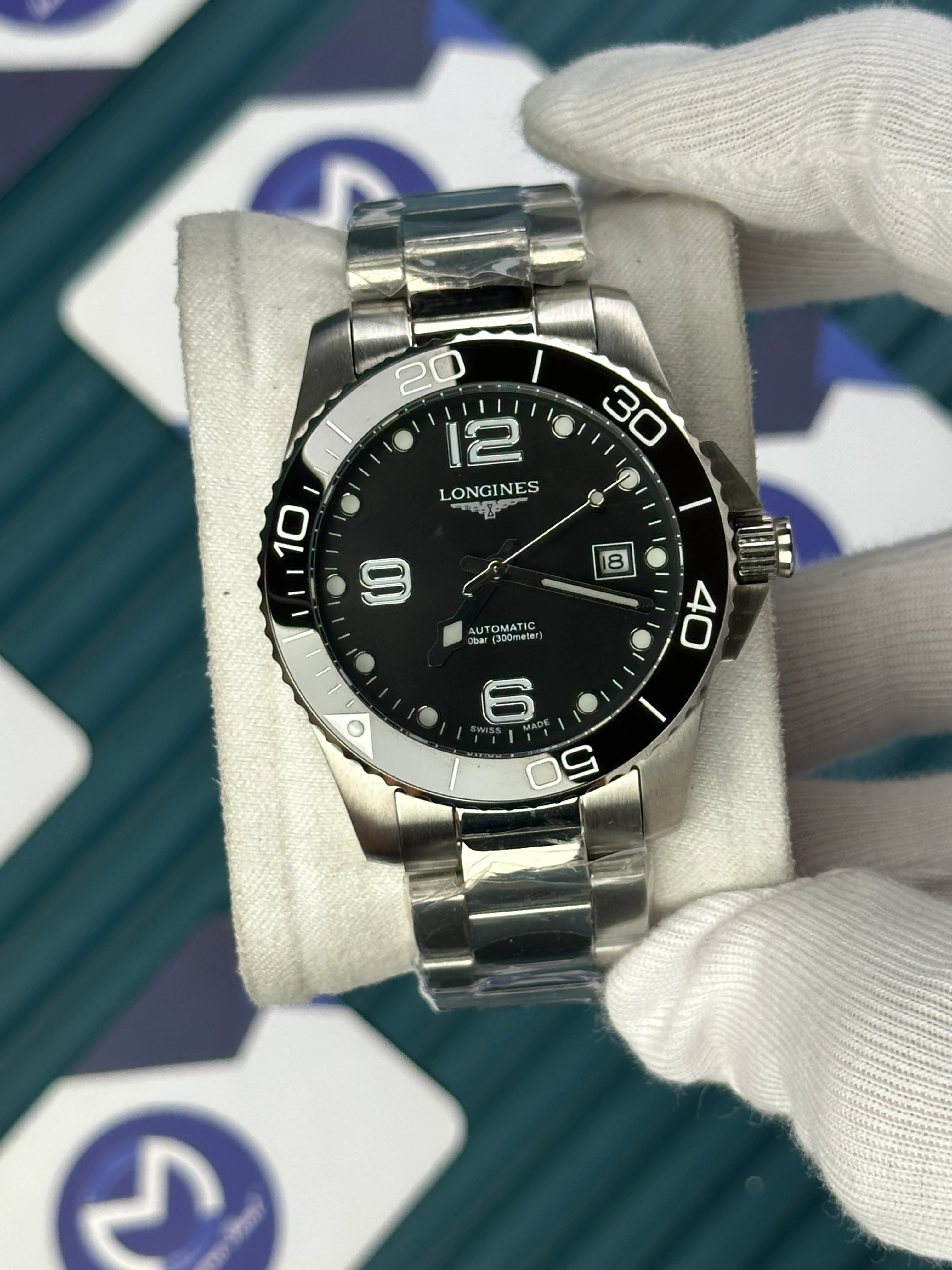LONGINES HYDROCONQUEST AUTOMATIC BLACK DIAL SILVER 