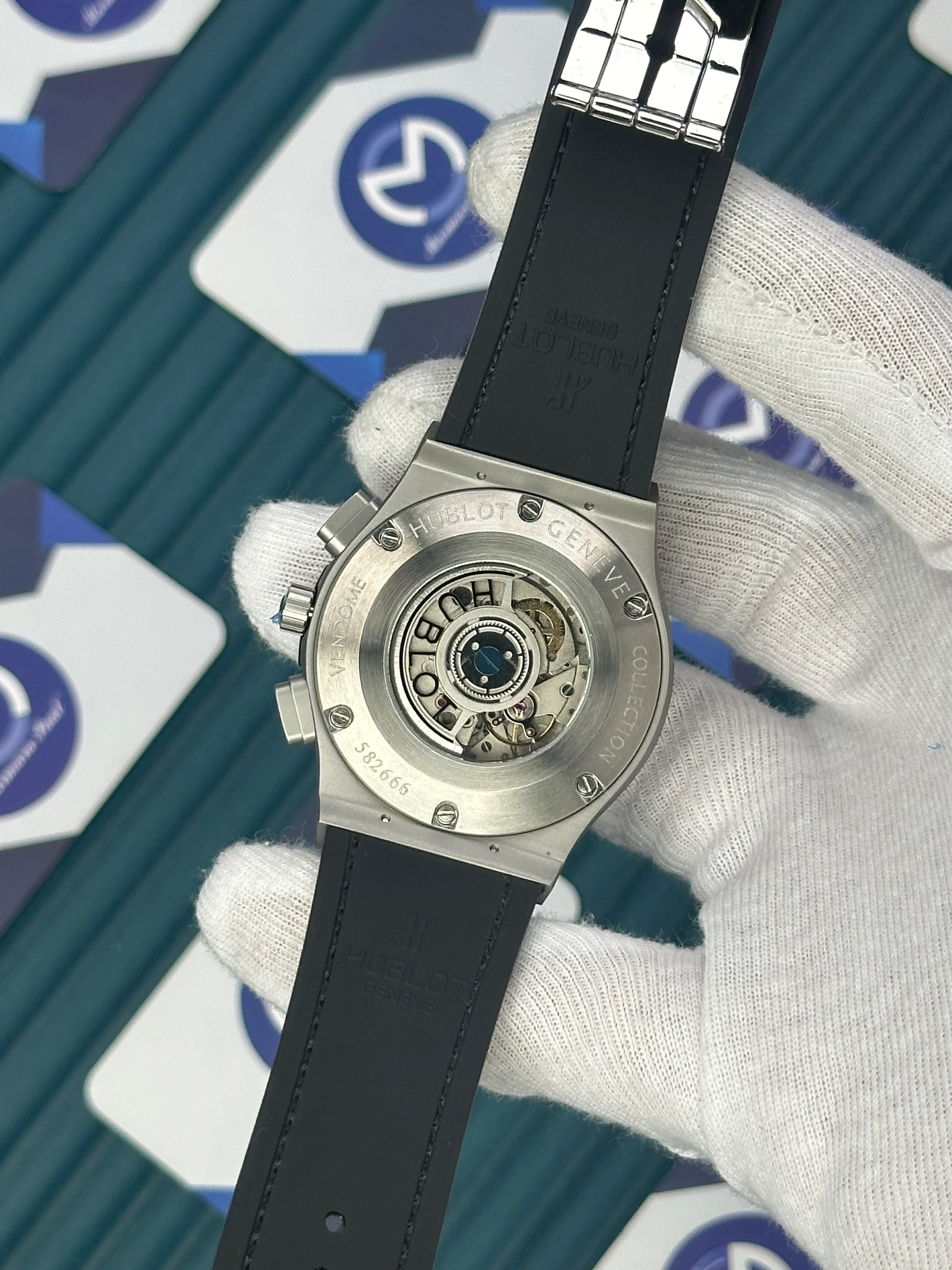 HUBLOT AUTOMATIC VENDOME CREAM CHRONOGRAPH LEATHER 