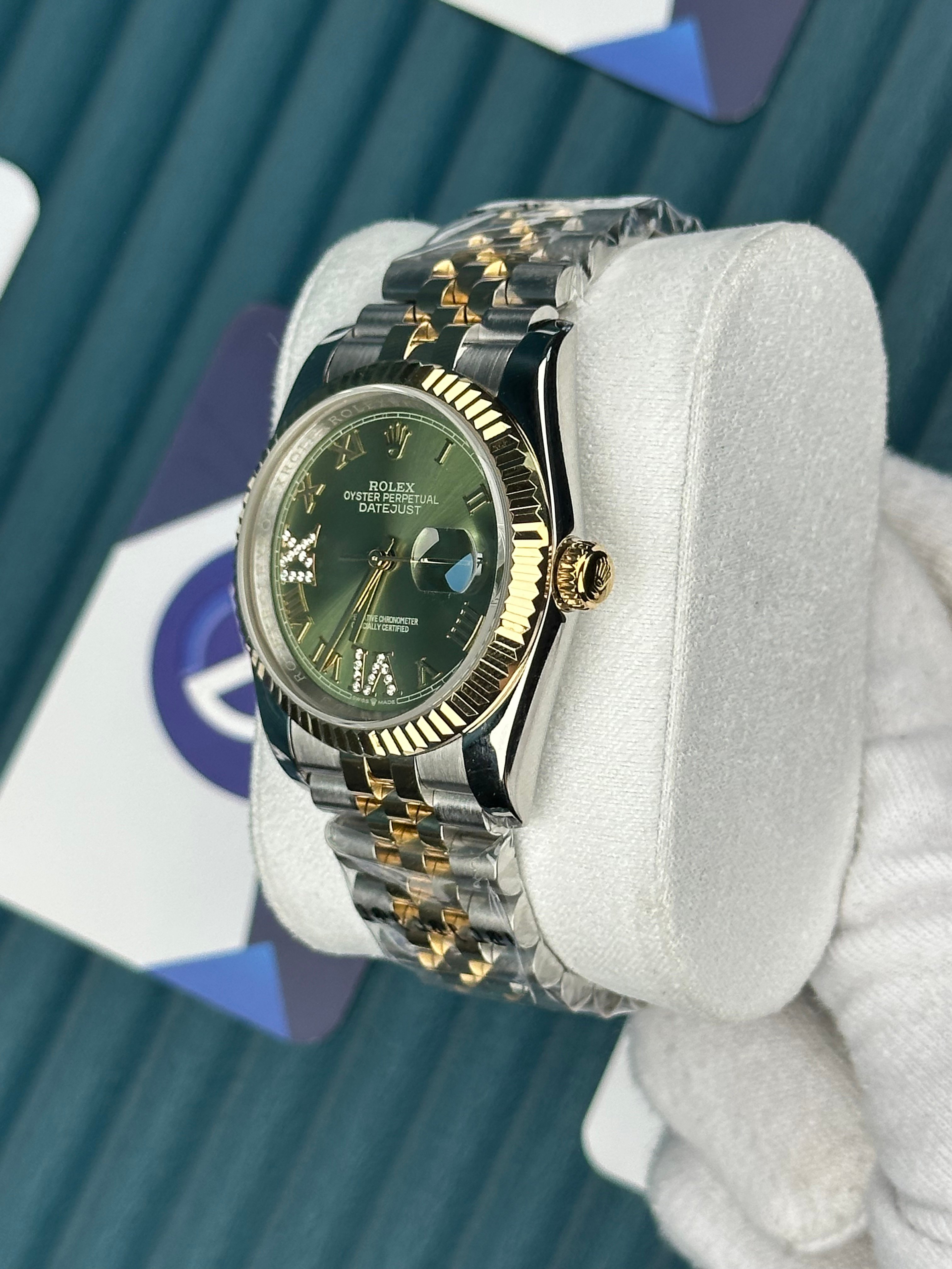 ROLEX 36 YEŞİL KADRAN ROMA PIRLANTA INDEX GOLD-SILVER JUBILEE